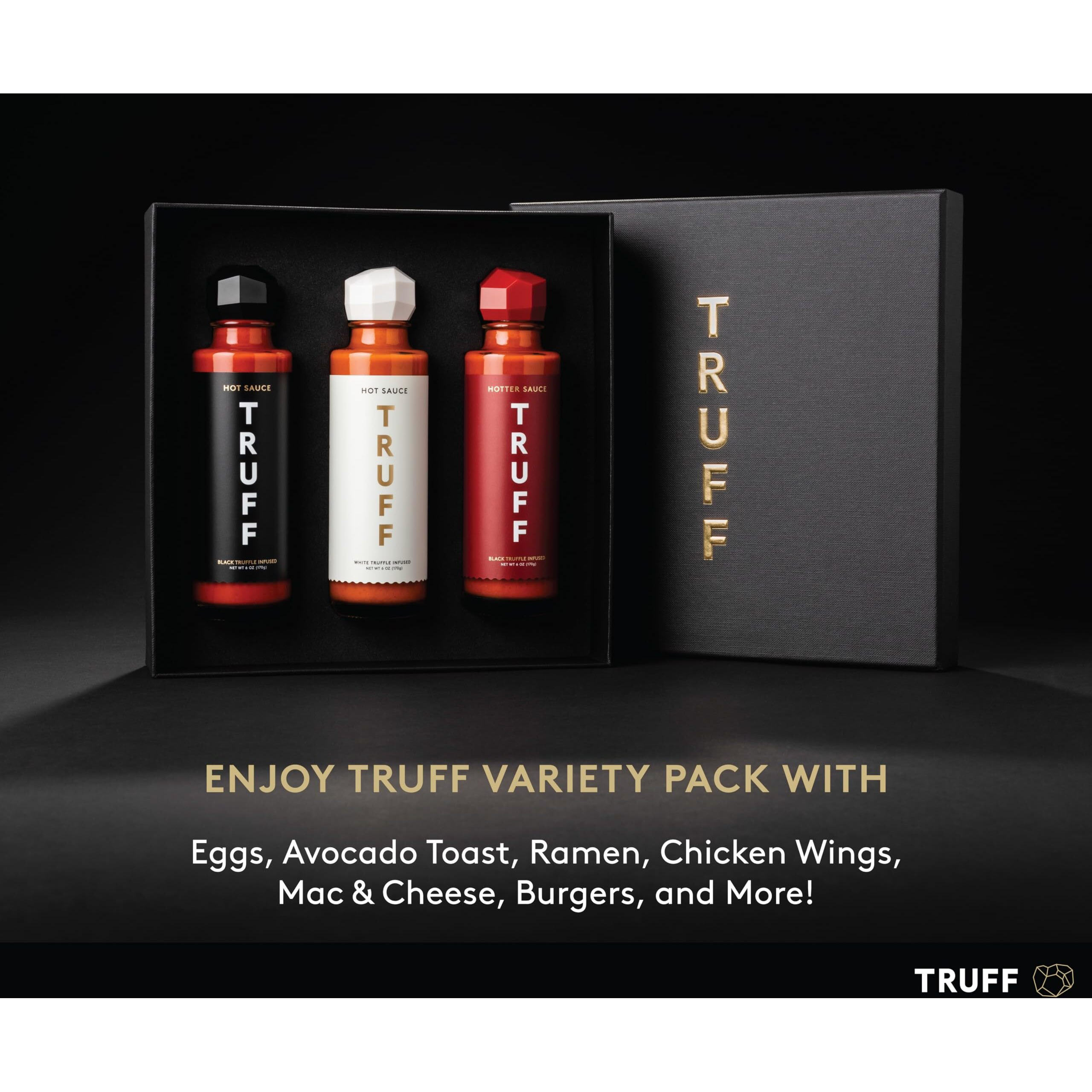 Truff Hot Sauce Variety Pack, Gourmet Hot Sauce Set Of Original, Hotter And Limited White Edition, Unique Flavor Experiences With Truffle, 3-Bottle Bundle, 3Ct 6Oz Bottles