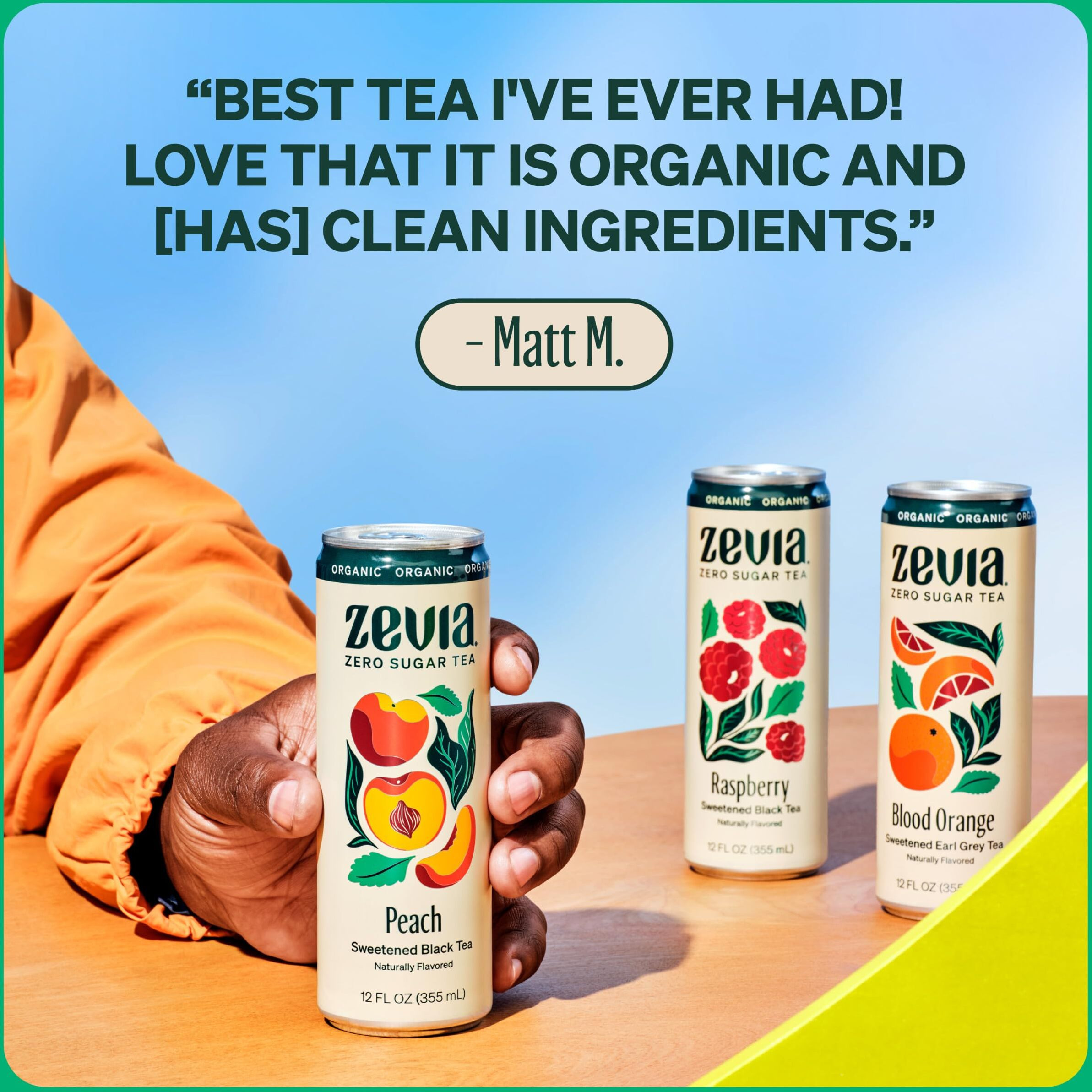 Zevia Organic Sugar Free Iced Tea, Caffeine Free Hibiscus Tea Passionfruit, 12 Ounce Cans (Pack Of 12)