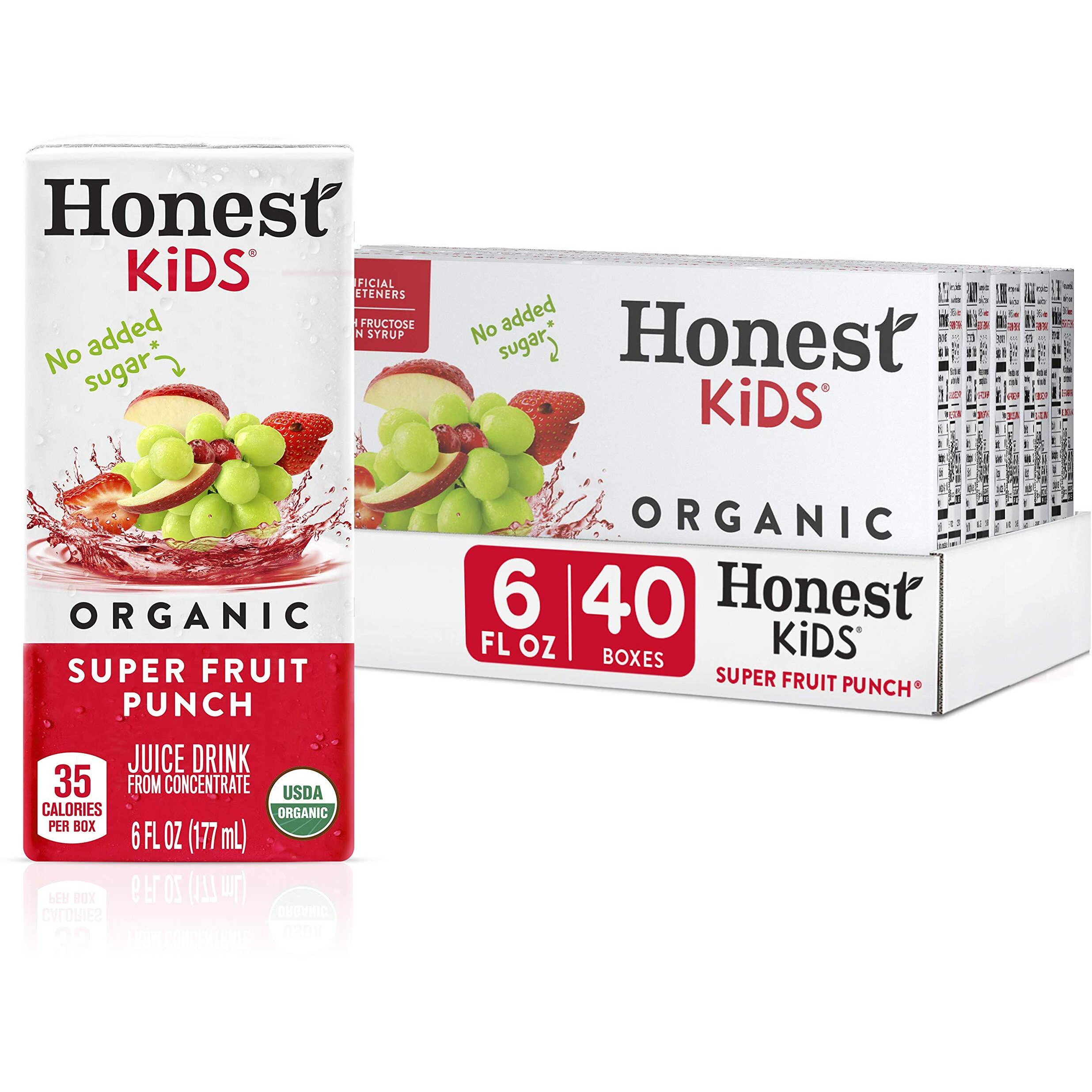 Honest Kids Super Fruit Punch, Organic Juice Drink, 6 Fl Oz Juice Boxes, 6 Fl Oz (Pack Of 40)