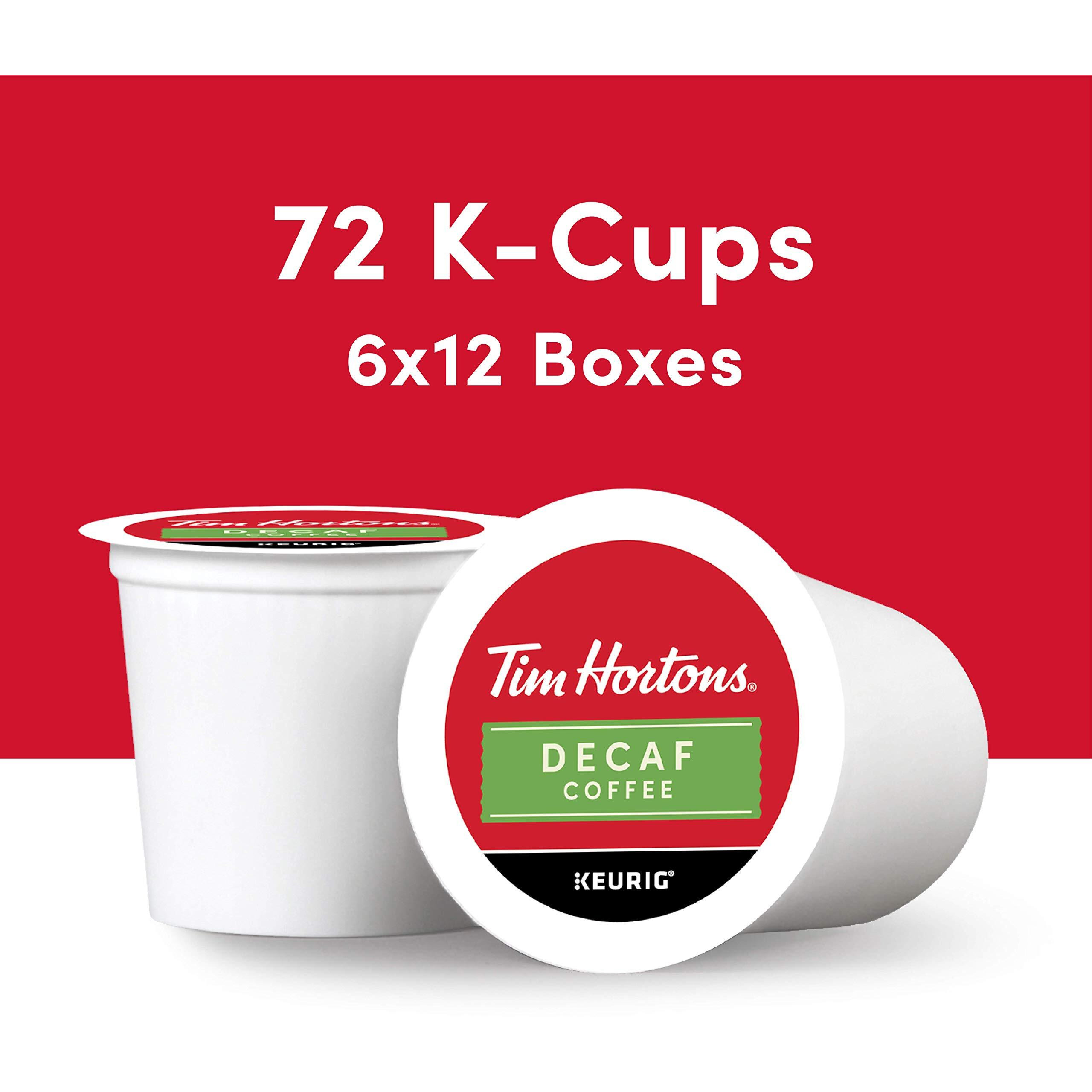 Tim Hortons Decaf, Medium Roast Coffee, Single-Serve K-Cup Pods Compatible With Keurig Brewers, 12 Count (Pack Of 6), Red