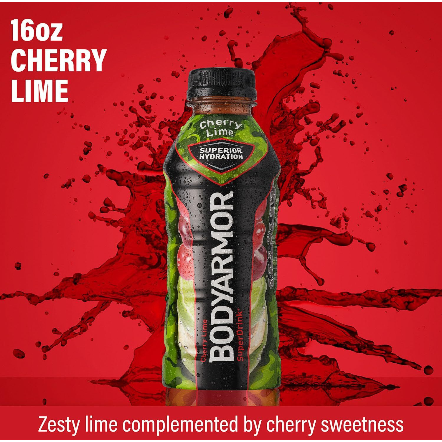 Bodyarmor Sports Drink Sports Beverage, Cherry Lime, Coconut Water Hydration, Natural Flavors With Vitamins, Potassium-Packed Electrolytes, Perfect For Athletes, 16 Fl Oz (Pack Of 12)