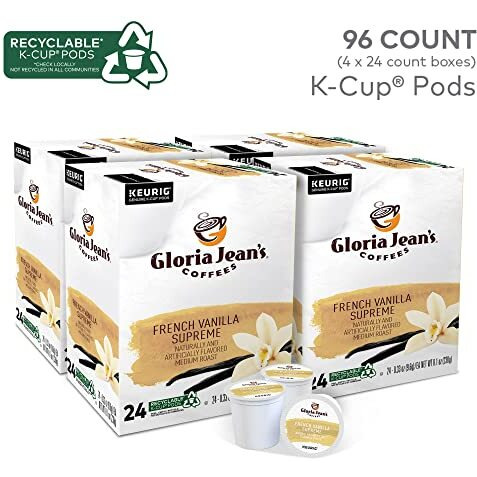 Gloria Jean's French Vanilla Supreme Keurig Single-Serve K-Cup Pods, Light Roast Coffee, 96 Count