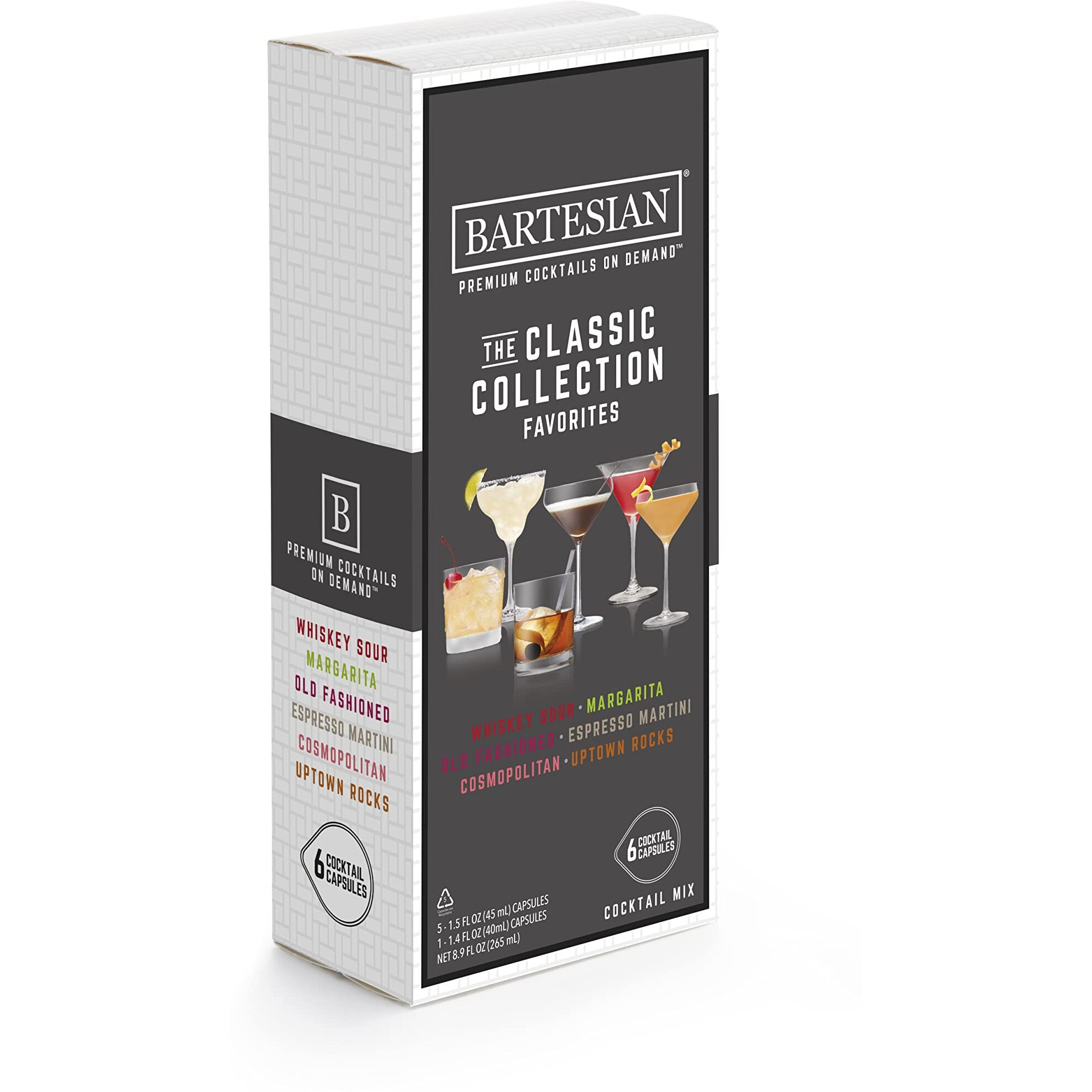The Classic Collection Capsules, Variety Pack Of 6 For Bartesian Premium Cocktail Maker (55524)