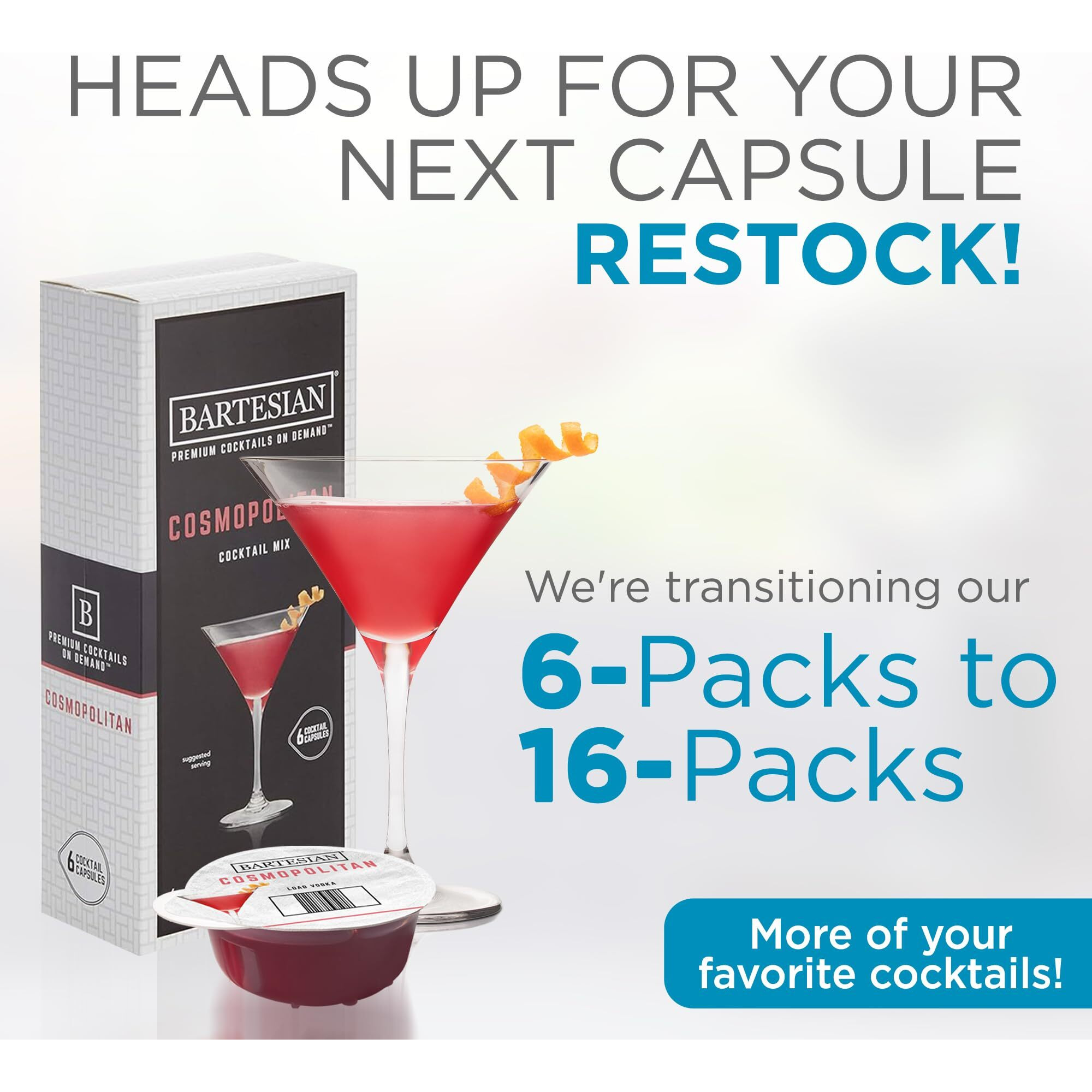 The Classic Collection Capsules, Variety Pack Of 6 For Bartesian Premium Cocktail Maker (55524)