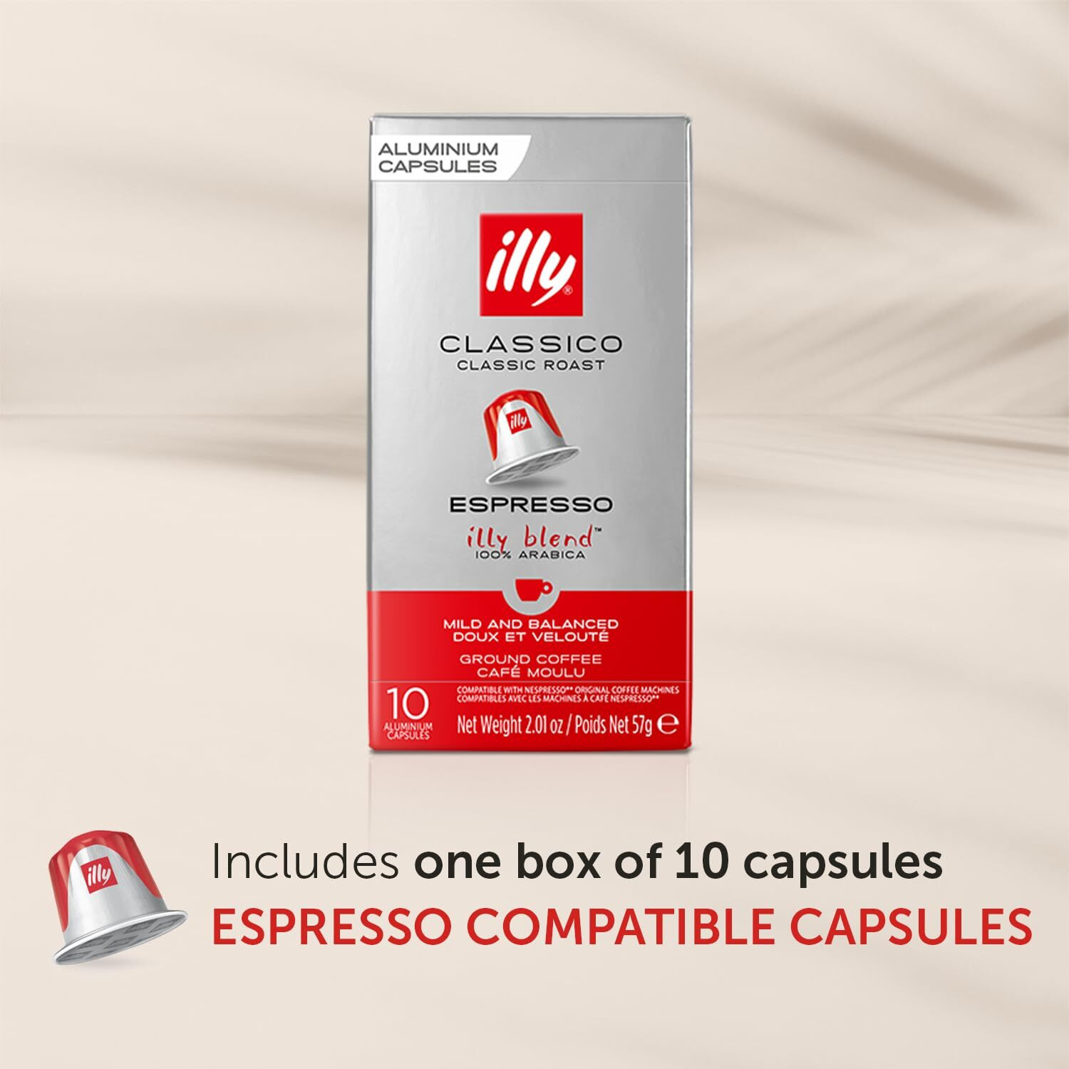 Illy Espresso Compatible Capsules - Single-Serve Coffee Capsules & Pods - Classico Roast - Notes Of Caramel, Orange Blossom & Jasmine Coffee Pods - For Nespresso Coffee Machines - 10 Count