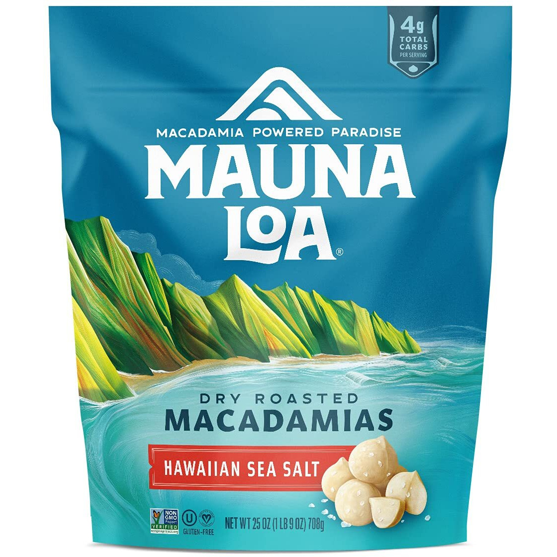 Mauna Loa Premium Hawaiian Roasted Macadamia Nuts, Hawaiian Sea Salt Flavor, 25 Oz Bag (Pack Of 1)