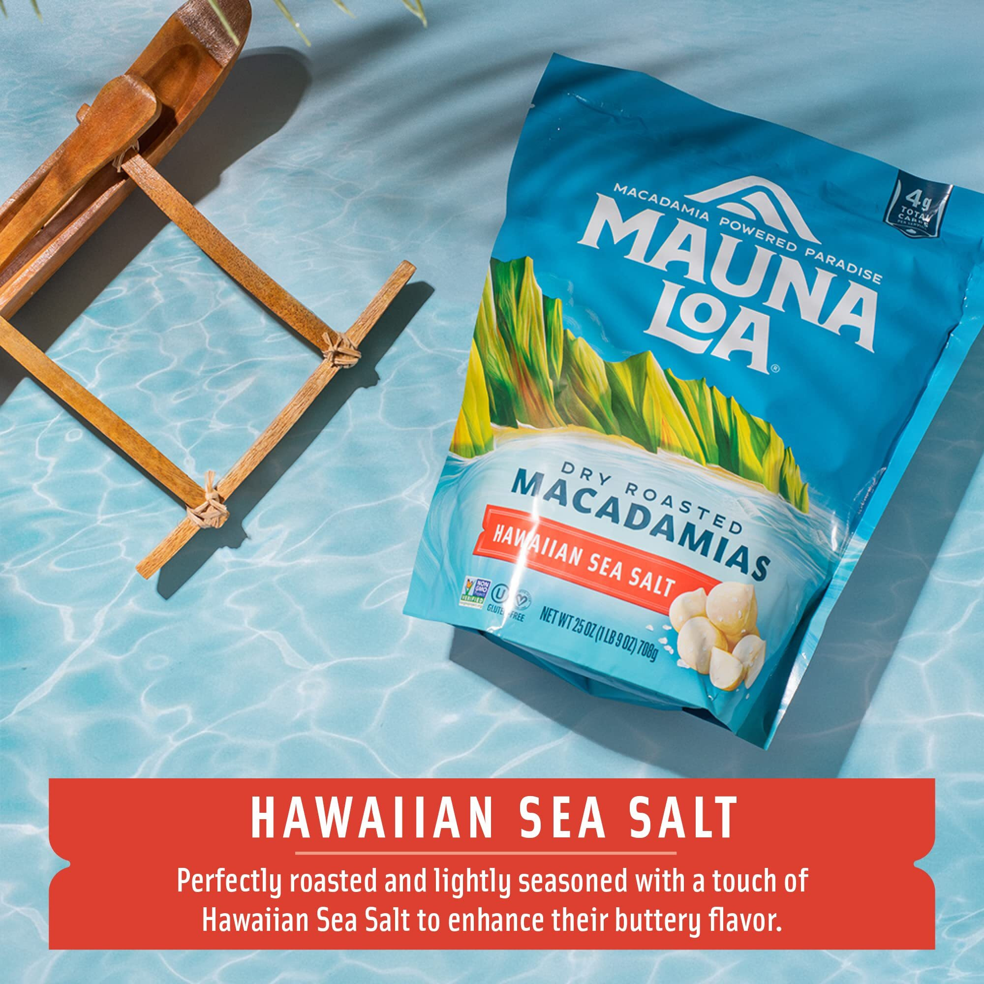 Mauna Loa Premium Hawaiian Roasted Macadamia Nuts, Hawaiian Sea Salt Flavor, 25 Oz Bag (Pack Of 1)
