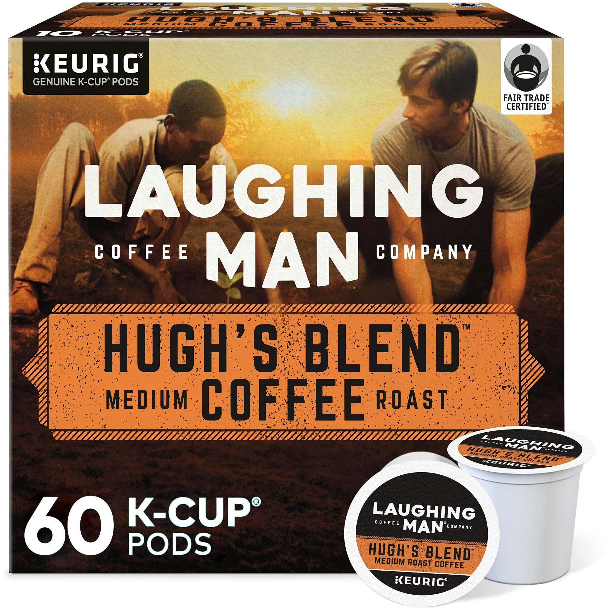Laughing Man Hugh's Blend Keurig Single-Serve K-Cup Pods, Medium Roast Coffee, 60 Count (6 Packs Of 10)