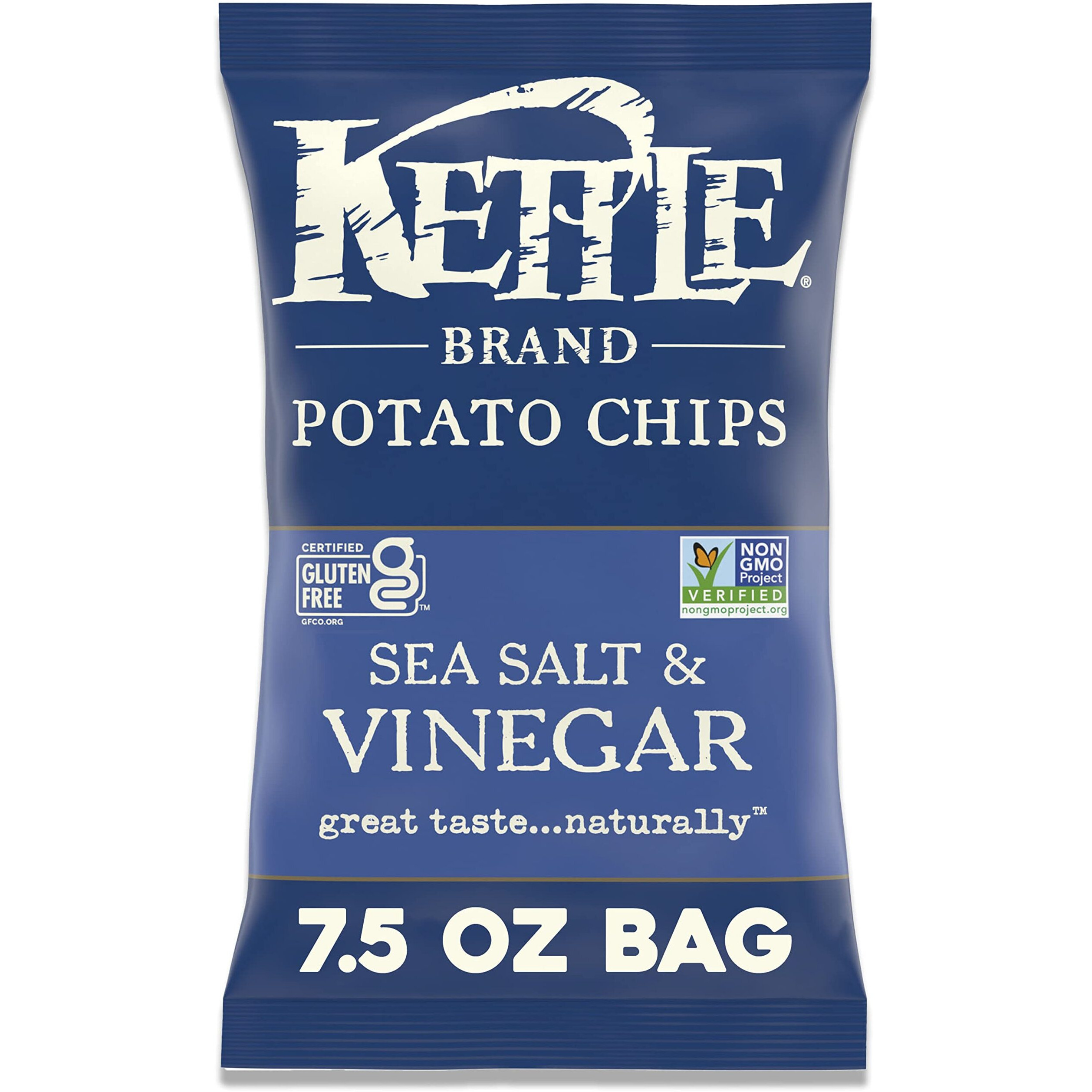 Kettle Brand Sea Salt And Vinegar Kettle Potato Chips, Gluten-Free, Non-Gmo, 7.5 Oz Bag