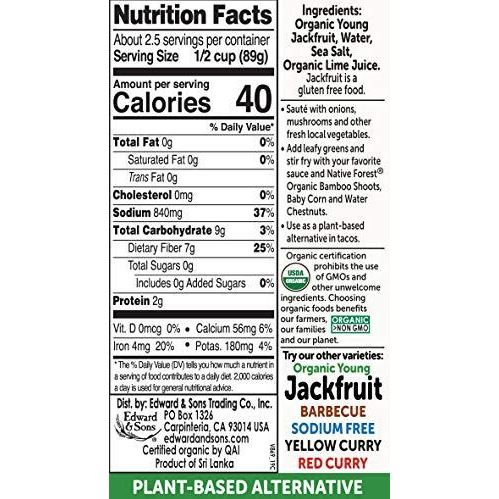 Native Forest Organic Young Jackfruit - Great Meatless Alternative, Plant Based Meat, Non-Gmo Project Verified, Usda Organic - Original, 14 Oz (Pack Of 6)