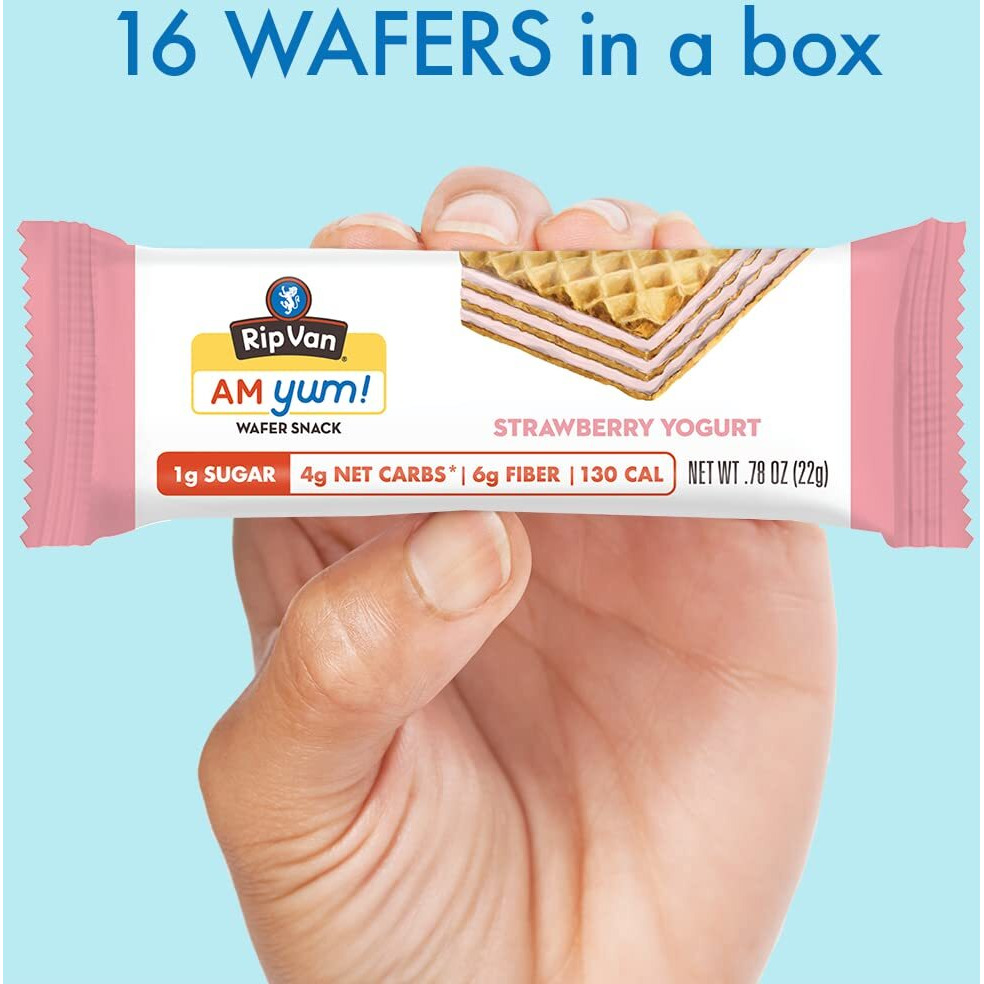 Rip Van Am Yum Strawberry Yogurt - Keto - Non-Gmo - Healthy Snacks - Low Carb & Low Sugar (1G) - Low Calorie - 16 Count
