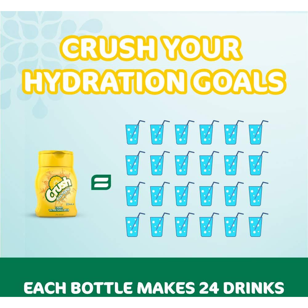 Crush, Pineapple, Liquid Water Enhancer - New, Better Taste (4 Bottles, Makes 96 Flavored Water Drinks) - Sugar Free, Zero Calorie