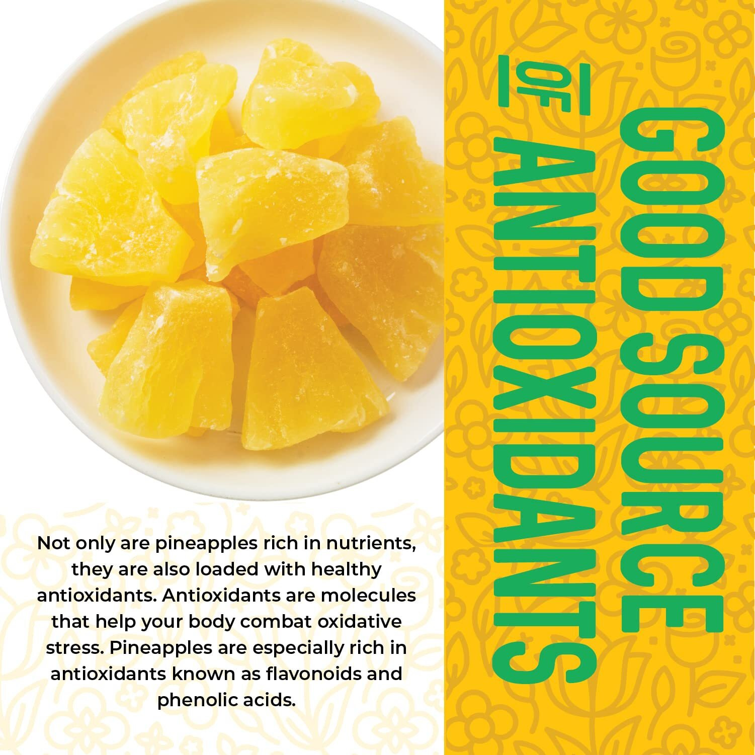 Dried Pineapple Chunks, 1 Pound. Dehydrated Pineapple Chunk, Dehydrated Pineapple Bulk, Dried Pineapple Bits. All Natural, Non-Gmo, Lightly Sweetened Dried Pineapples, 16 Oz.