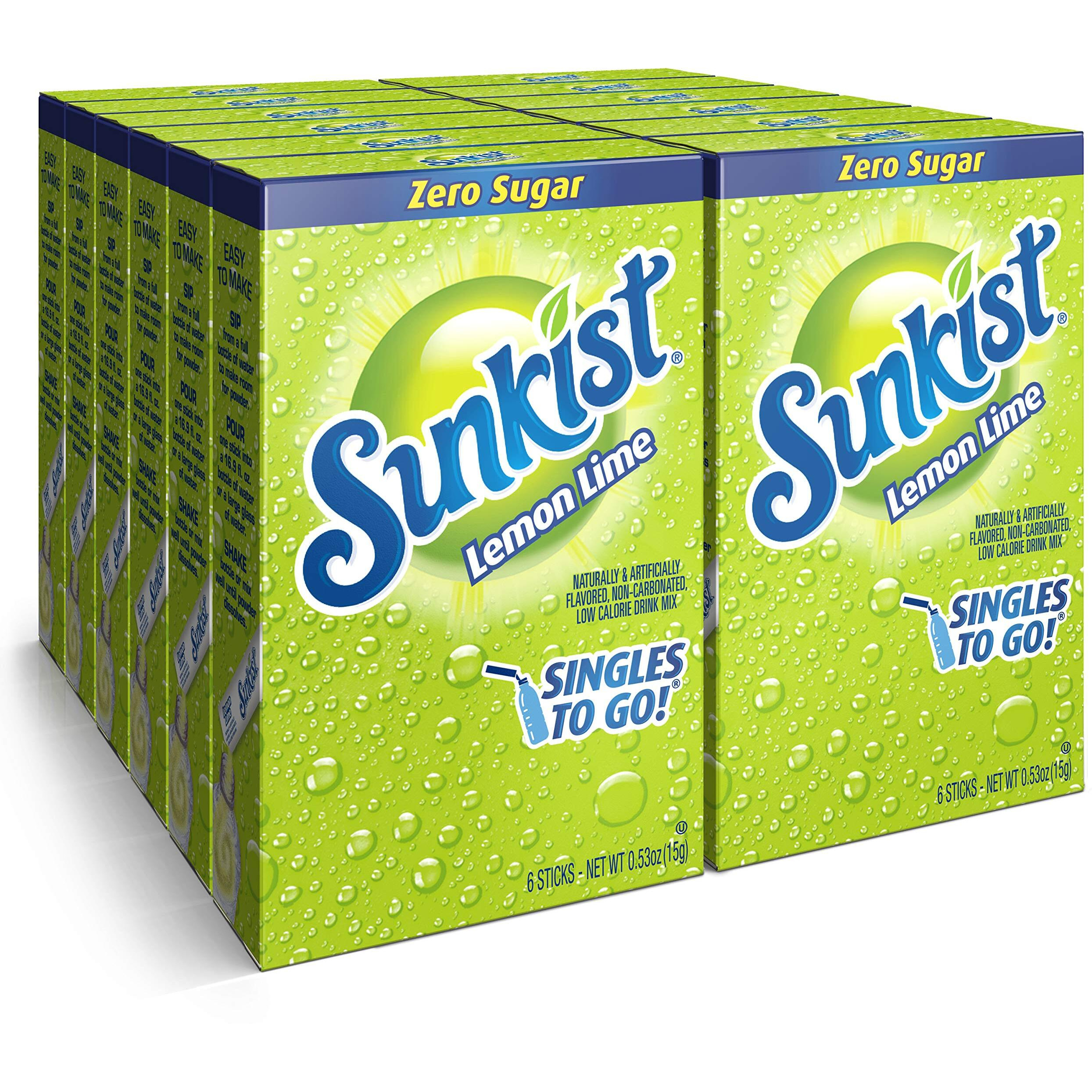 Sunkist Soda Lemon Lime Singles To Go Drink Mix, 0.53 Oz, 6 Ct (Pack Of 12)