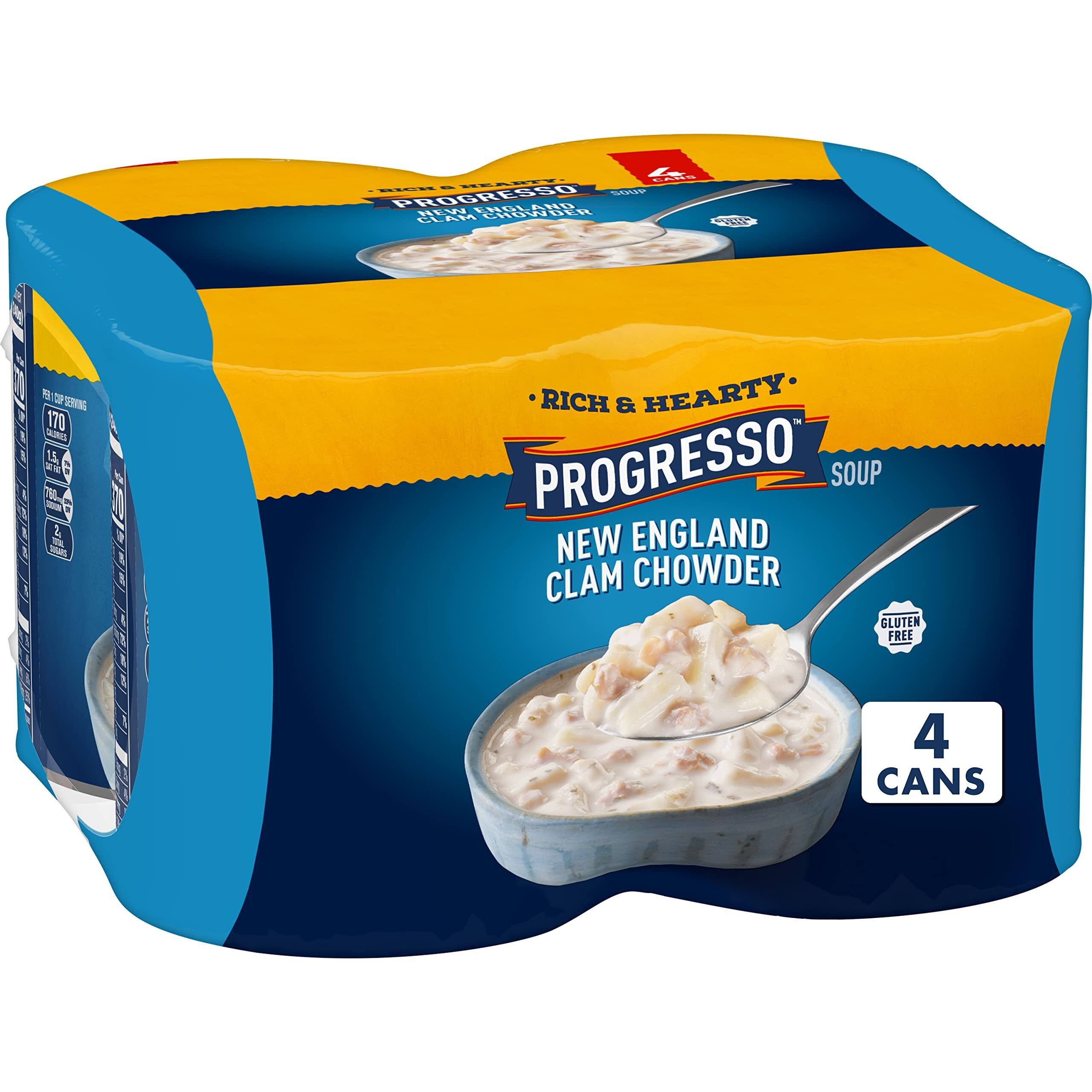 Progresso Rich & Hearty, New England Clam Chowder Soup, 18.5 Oz., 4 Pack