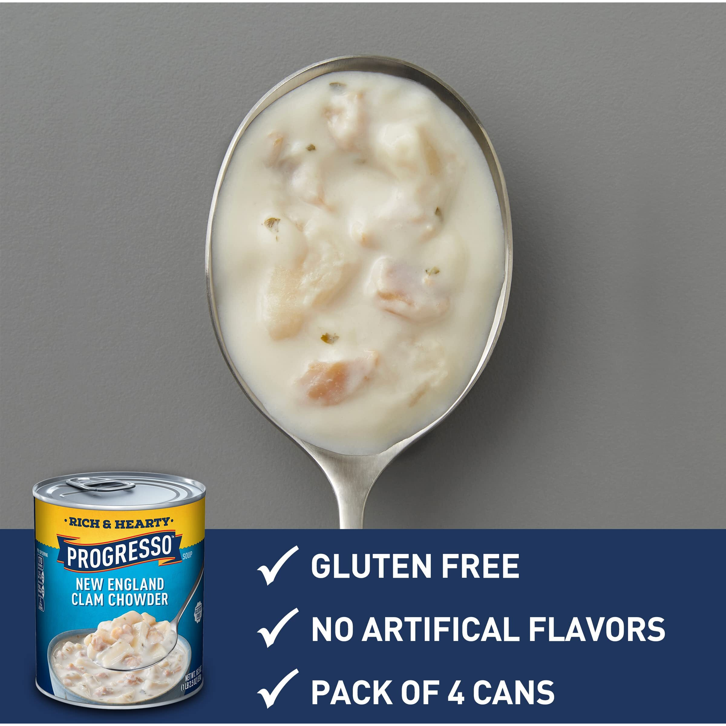 Progresso Rich & Hearty, New England Clam Chowder Soup, 18.5 Oz., 4 Pack