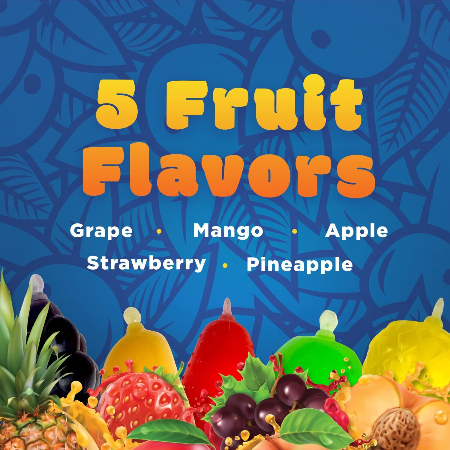 Funtasty Fruit Squeezable Jellies Tik Tok Candy Assorted Flavors, 40 Count Jar