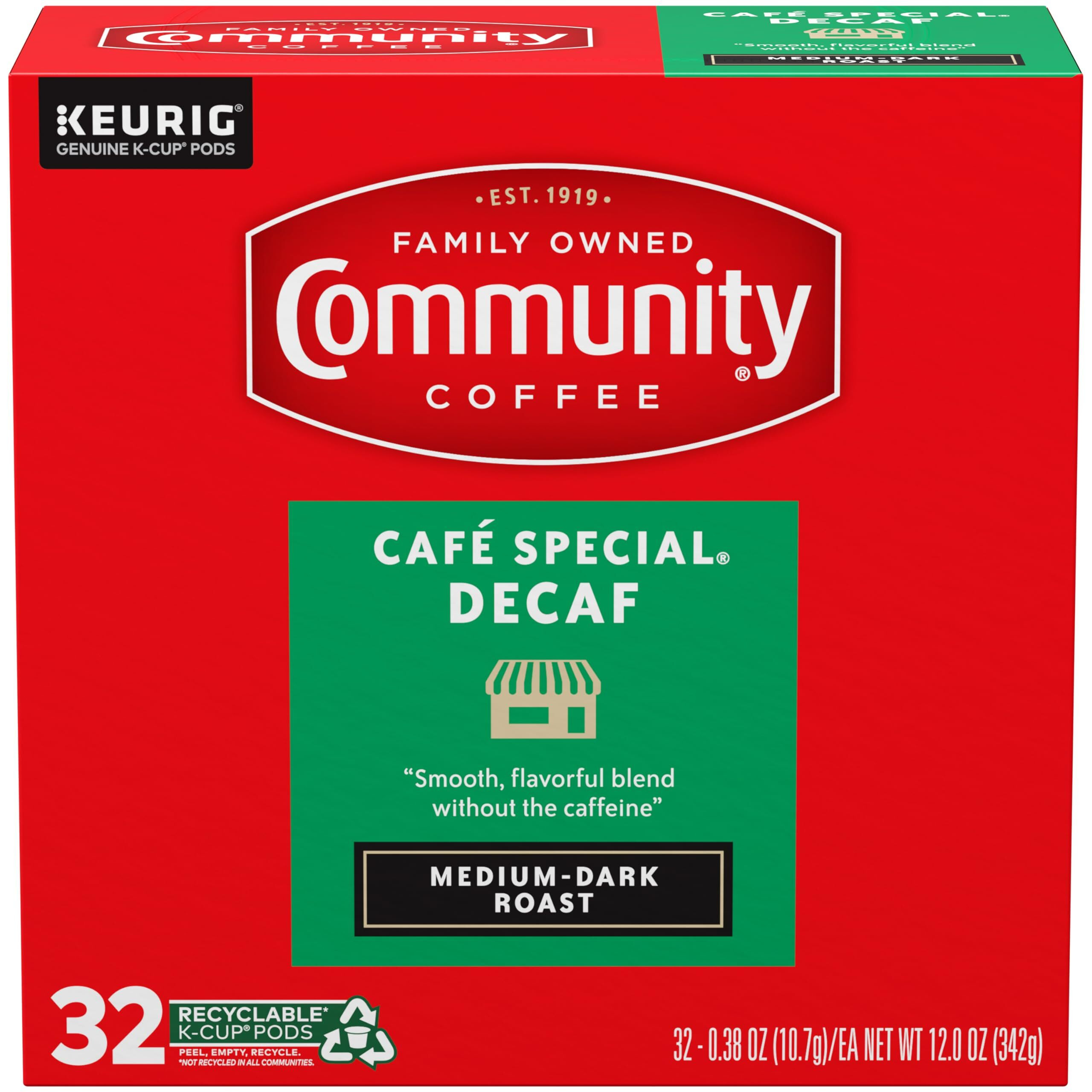 Community Coffee Caf   Special Decaf, Medium-Dark Roast, Single-Serve Keurig K-Cup Pods, 32 Count (Pack Of 4)
