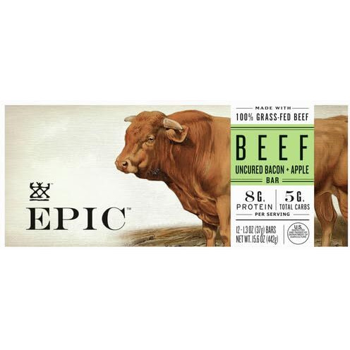 Epic Beef Apple Bacon Bars, Whole30, Paleo Friendly, 12 Ct
