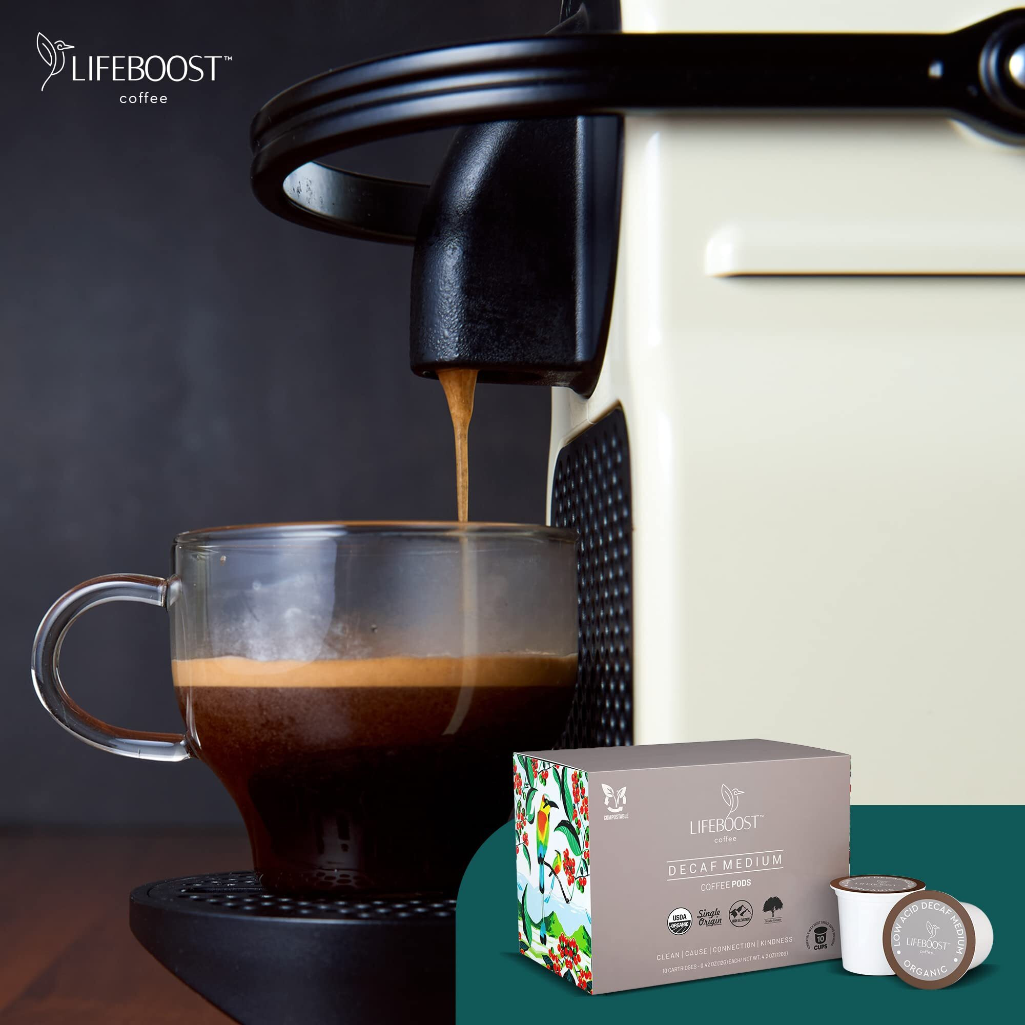 Lifeboost Organic Decaf Coffee K Cups - Low Acid Decaf Coffee Pods - Single Origin Non-Gmo Mold Free Decaf Coffee Pods For Keurig & Keurig 2 - No Mycotoxins Or Pesticides - 10 Count