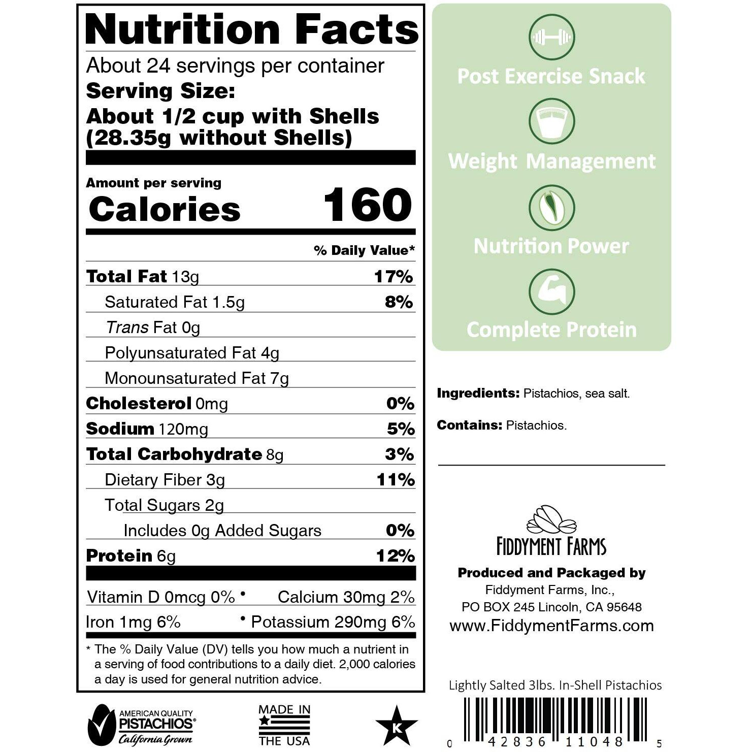 Fiddyment Farms 3 Lb Lightly Salted In-Shell Pistachios
