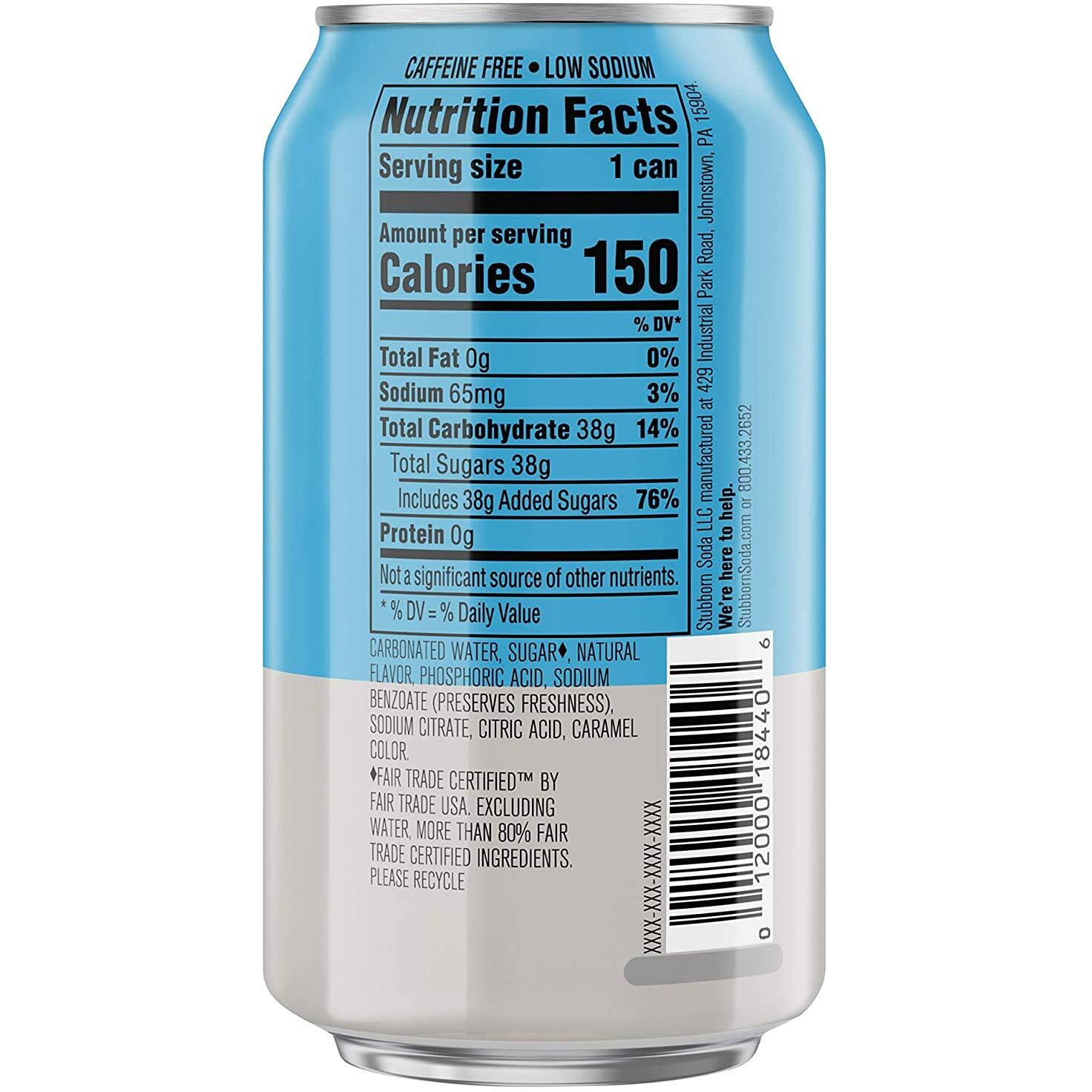 Stubborn Soda, Agave Vanilla Cream Soda, 12Oz Cans, 12 Fl Oz (Pack Of 12)