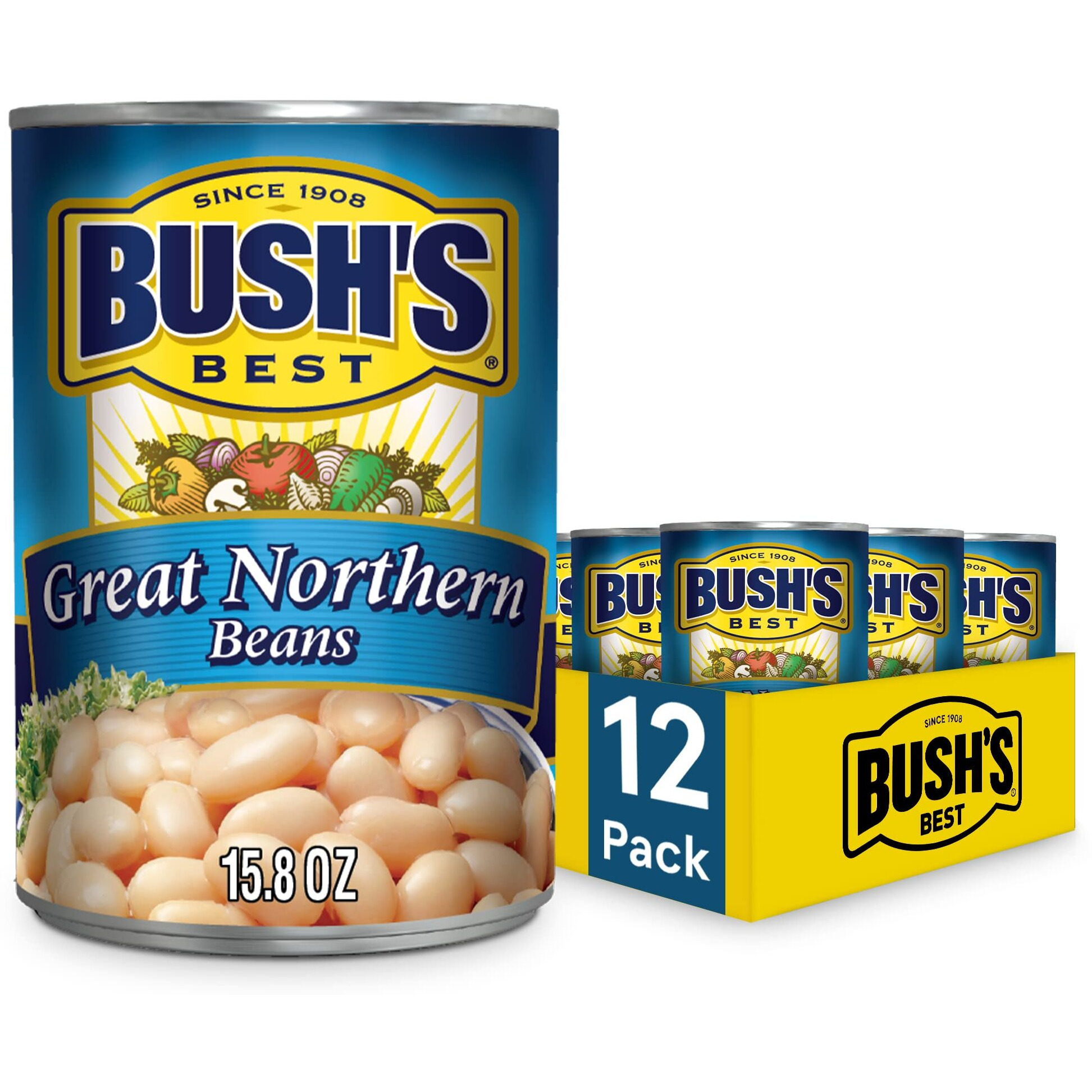 Bush's Best Canned Great Northern Beans 15.8 Oz (Pack Of 12)
