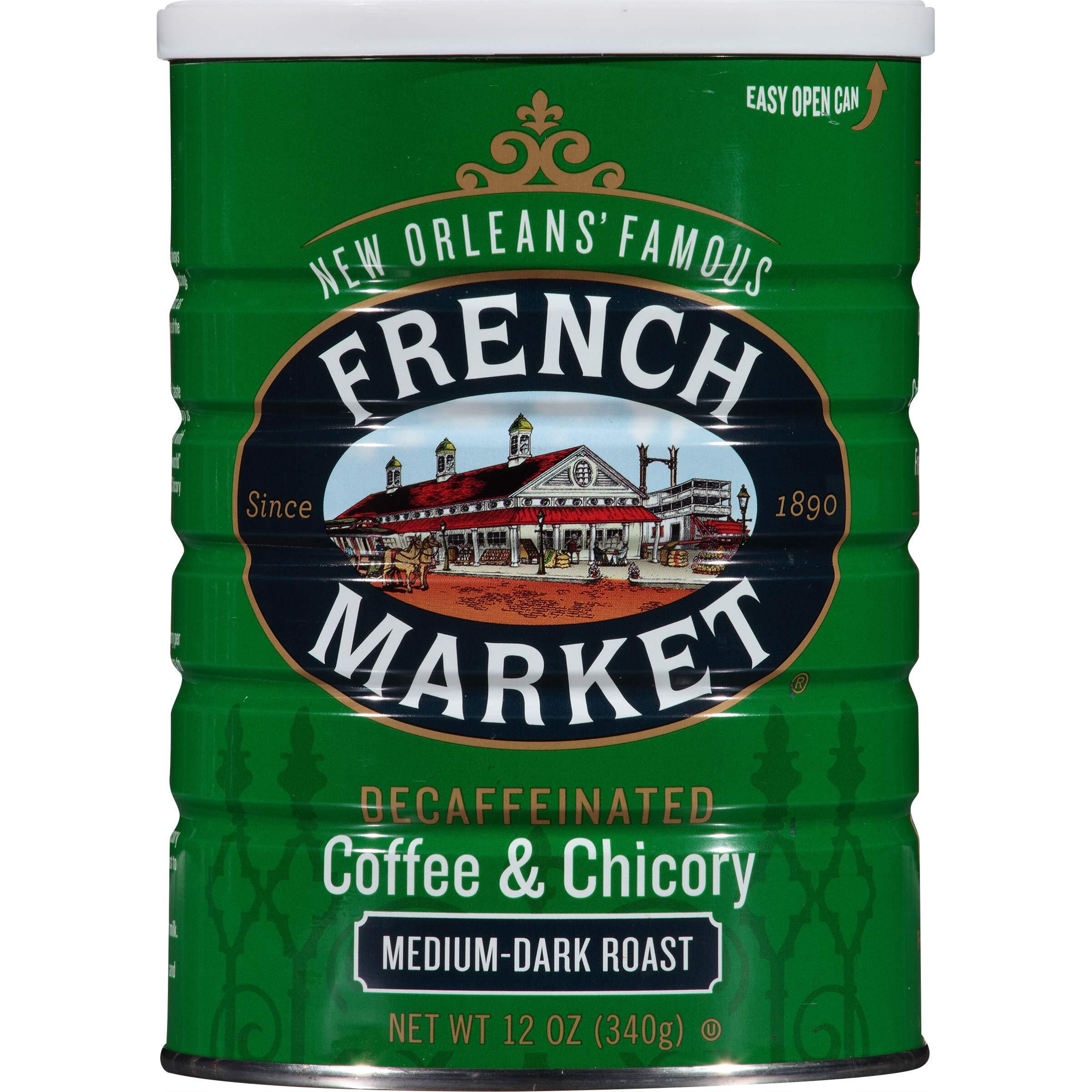 French Market Coffee & Chicory Decaffeinated Medium-Dark Roast Ground Coffee, 12Oz Can (Pack Of 3)