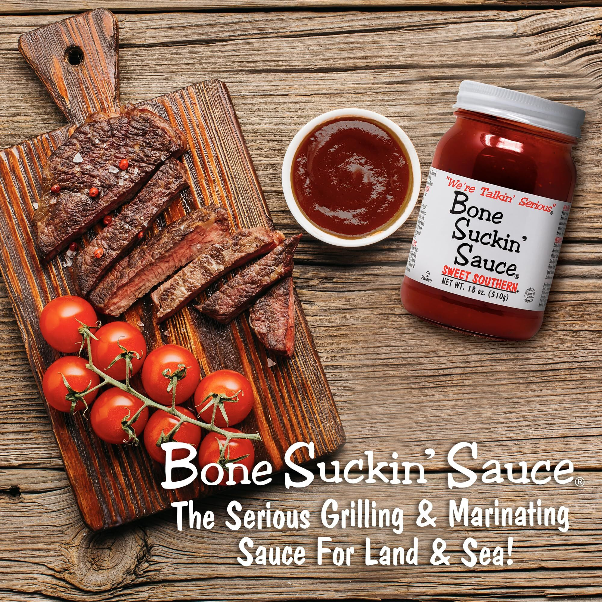 Bone Suckin' Sauce Sweet Southern Bbq Sauce - 18 Oz In Glass Bottle, All-Purpose Barbecue Sauce, For Ribs, Chicken, Pork, Beef, Gluten-Free, Non-Gmo, Kosher, Sweetened W/Cane Sugar & Molasses - 1 Pc