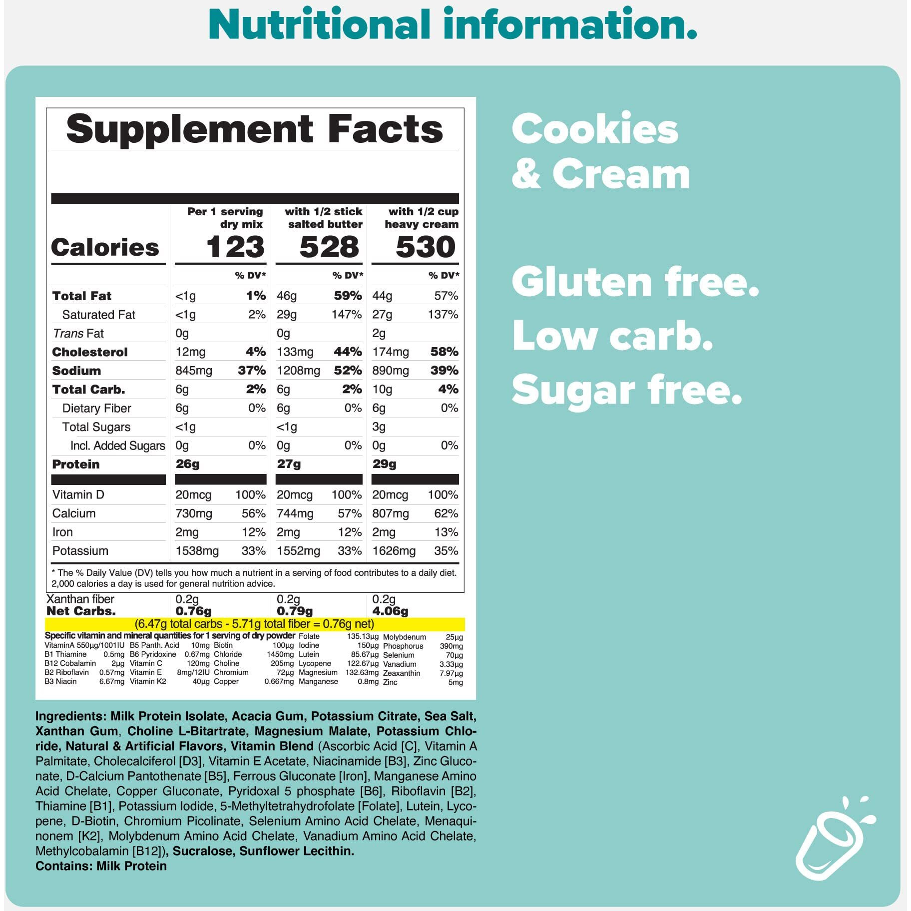 Keto Chow | Gourmet Keto Meal Replacement | Nutritionally Complete | You Choose The Fat | Easy Fast Low Carb Meal | Cookies And Cream
