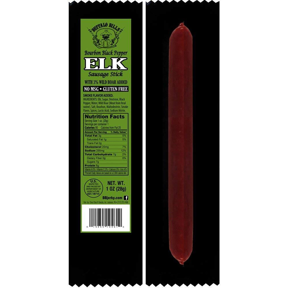 Buffalo Bills Bourbon Black Pepper Elk Exotic Game Sticks (15 Sticks Per Tub)