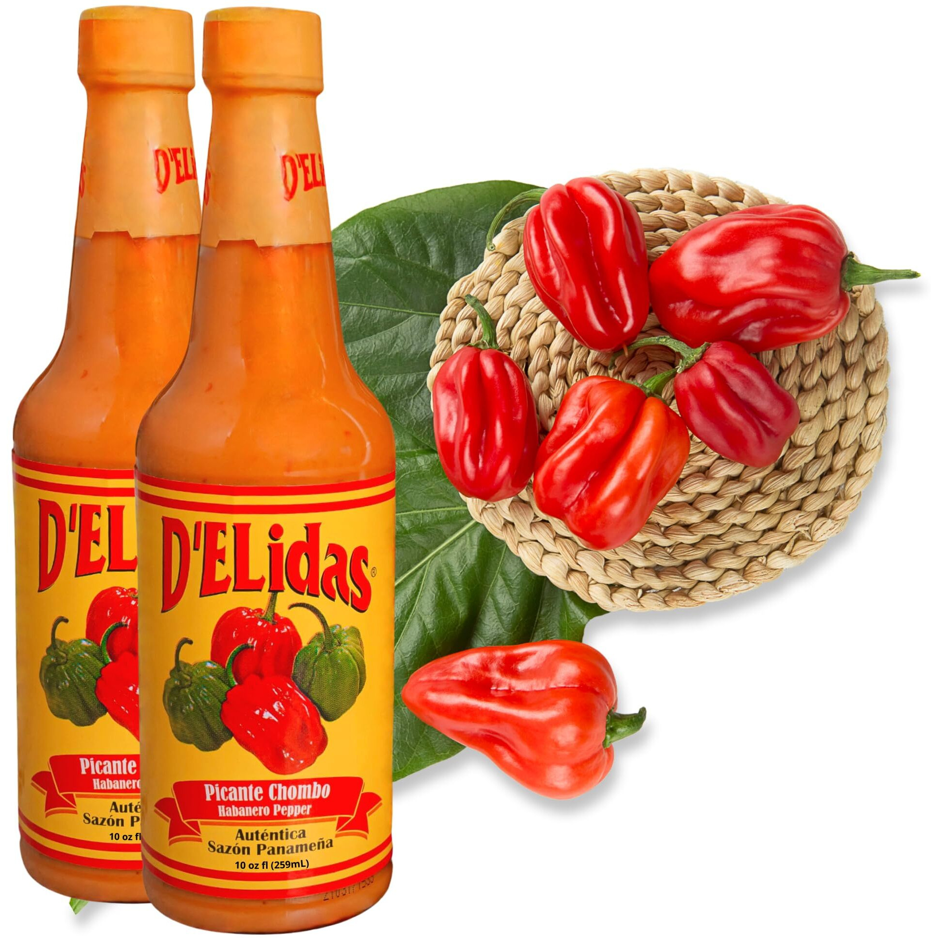 D'Elidas Habanero Hot Sauce, Natural Habanero Pepper Hot Sauce, Chombo Picante Sauce 1 In Panama, Non-Gmo, Keto Friendly Food Habanero Sauce, 10 Fl Oz (Pack Of 2)