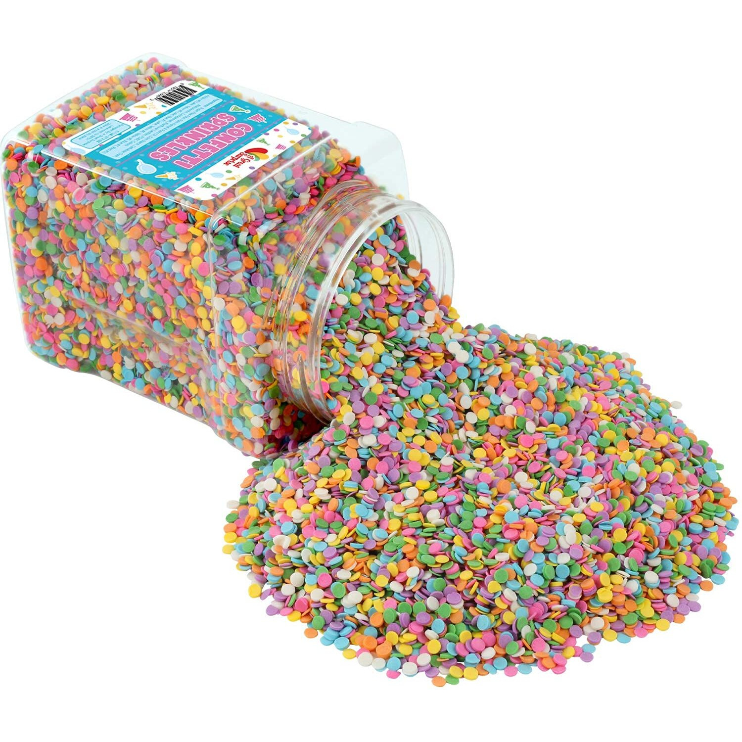 Rainbow Pastel Confetti Sprinkles - 1.7 Pounds - Summer Pastel Quins - Flat Round Sprinkles - Pastel Candy Quins For Ice Cream, Cookies, Cupcakes, Cake Decorating