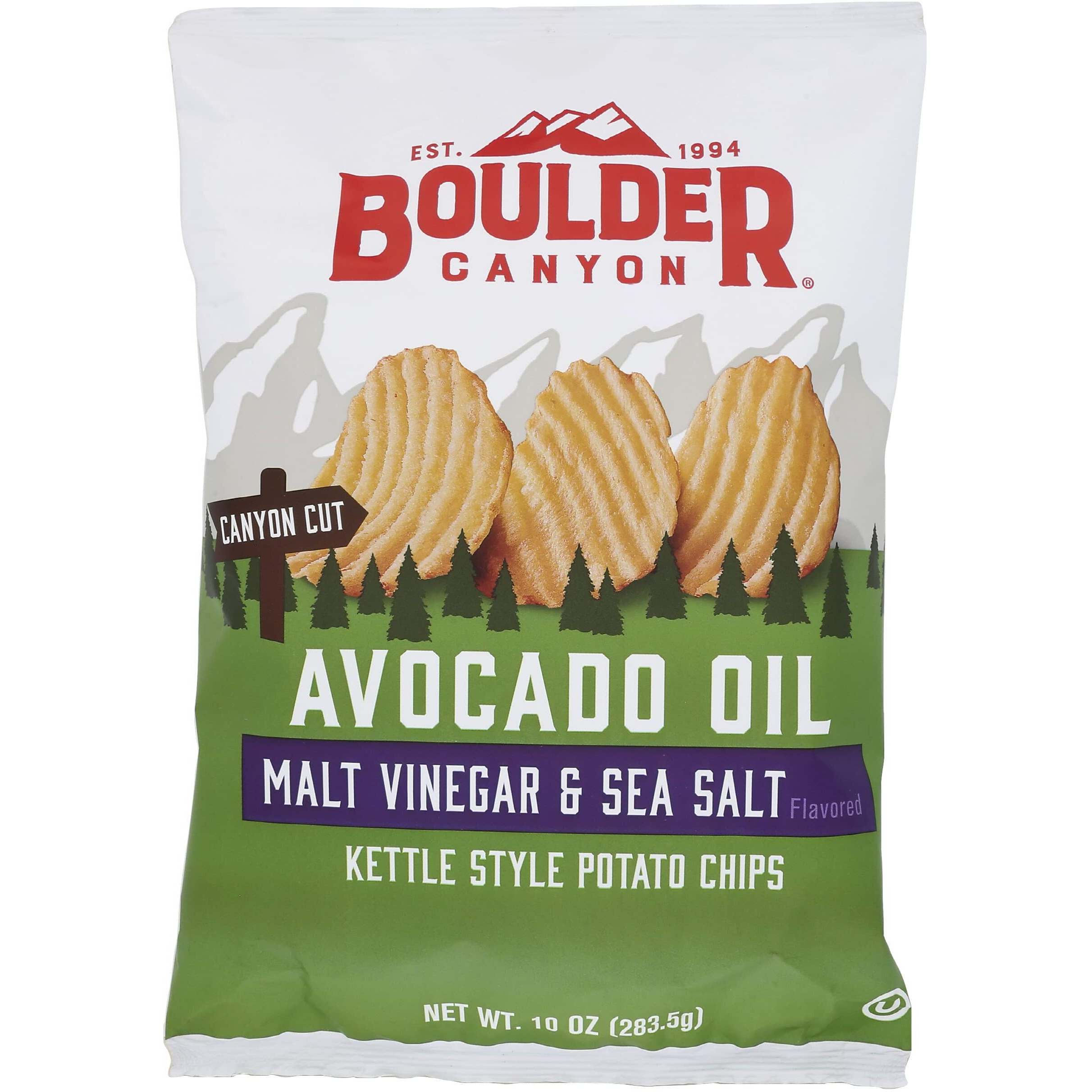 Boulder Canyon Avocado Oil Malt Vinegar & Sea Salt Chips 10Oz, (Pack Of 12)
