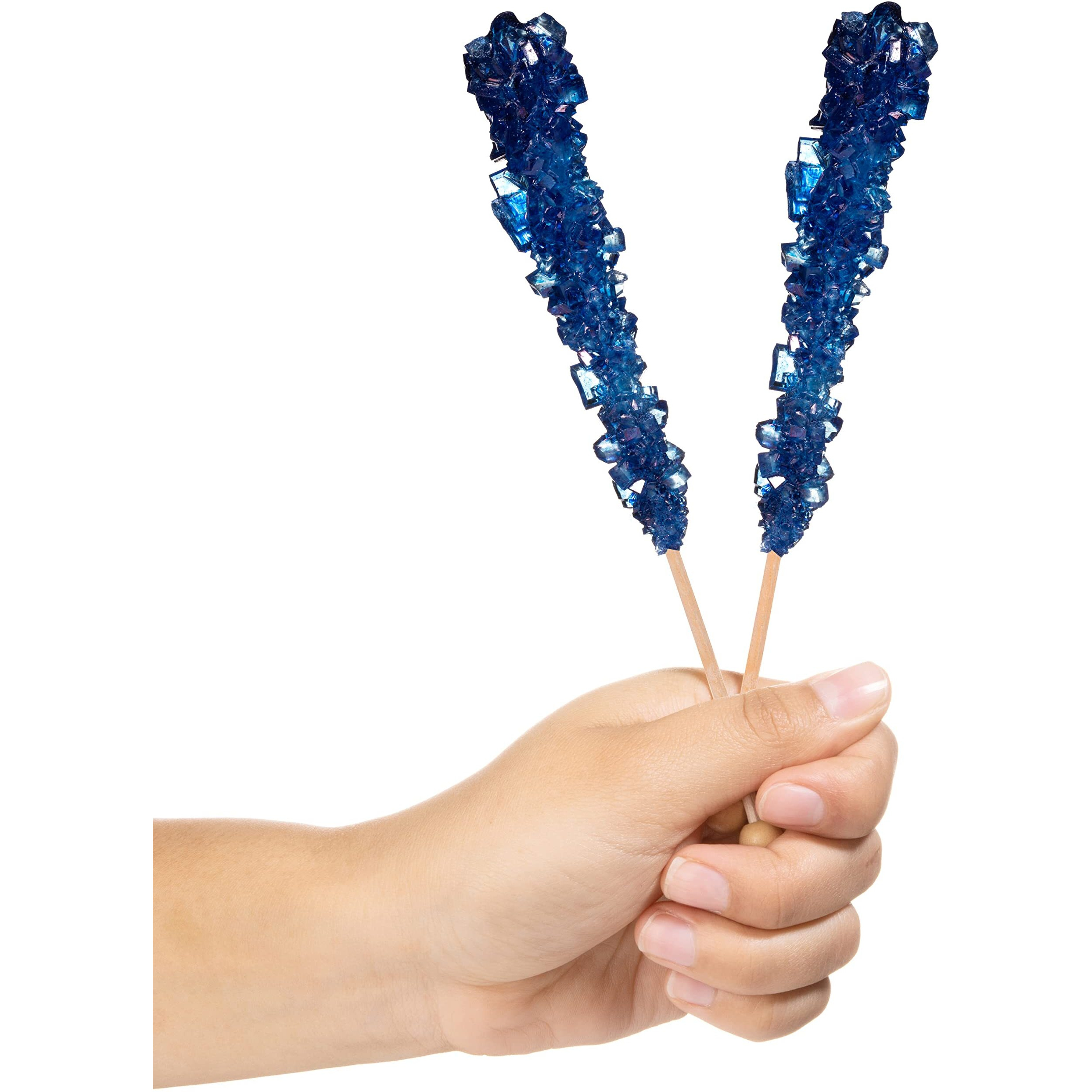 Candy Envy - Navy Blue Rock Candy Sugar Sticks - Blueberry Flavored - 24 Indiv. Wrapped