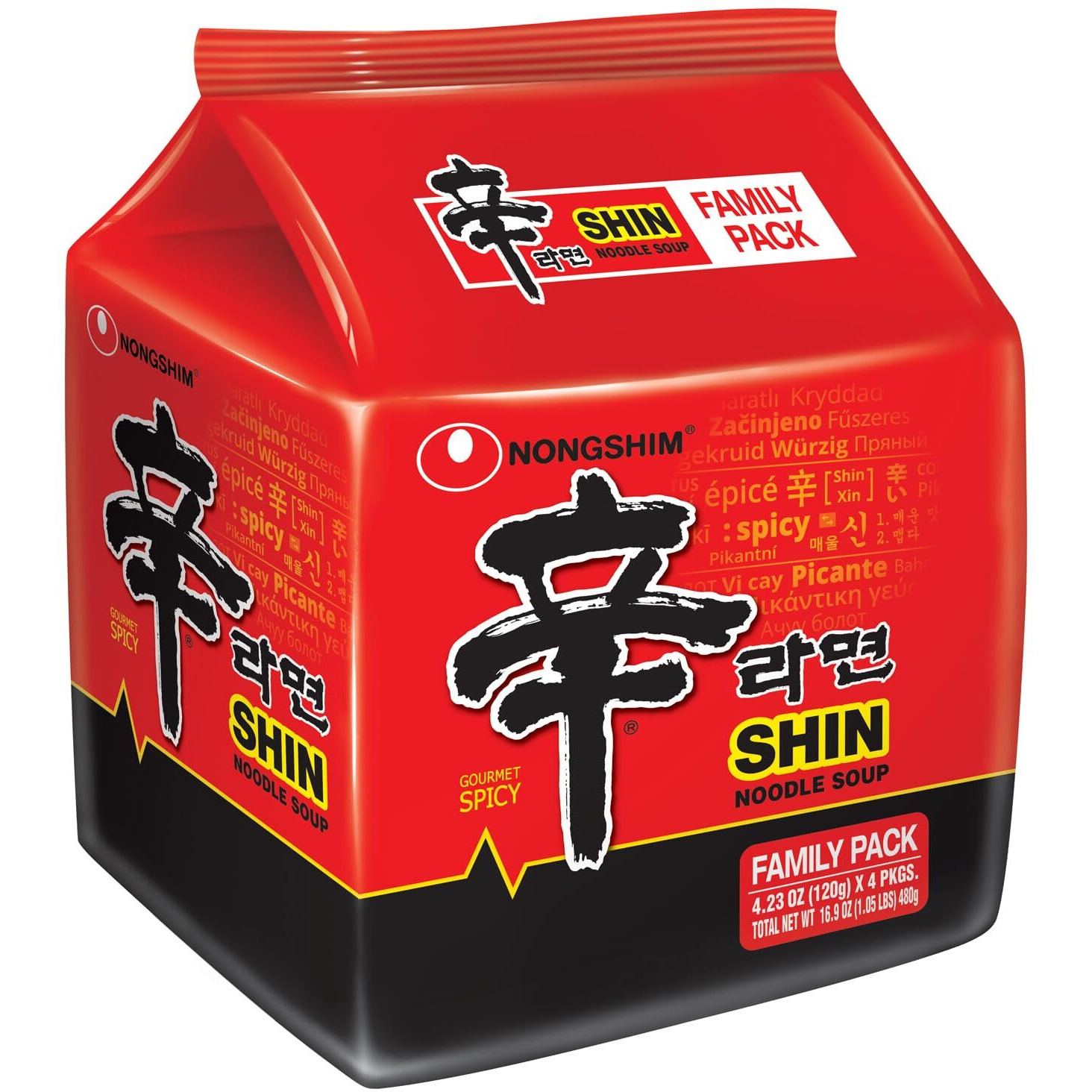 Nongshim Gourmet Spicy Shin Instant Ramen Noodle, 16 Pack, Savory & Rich, Premium Microwaveable Ramen Soup Mix