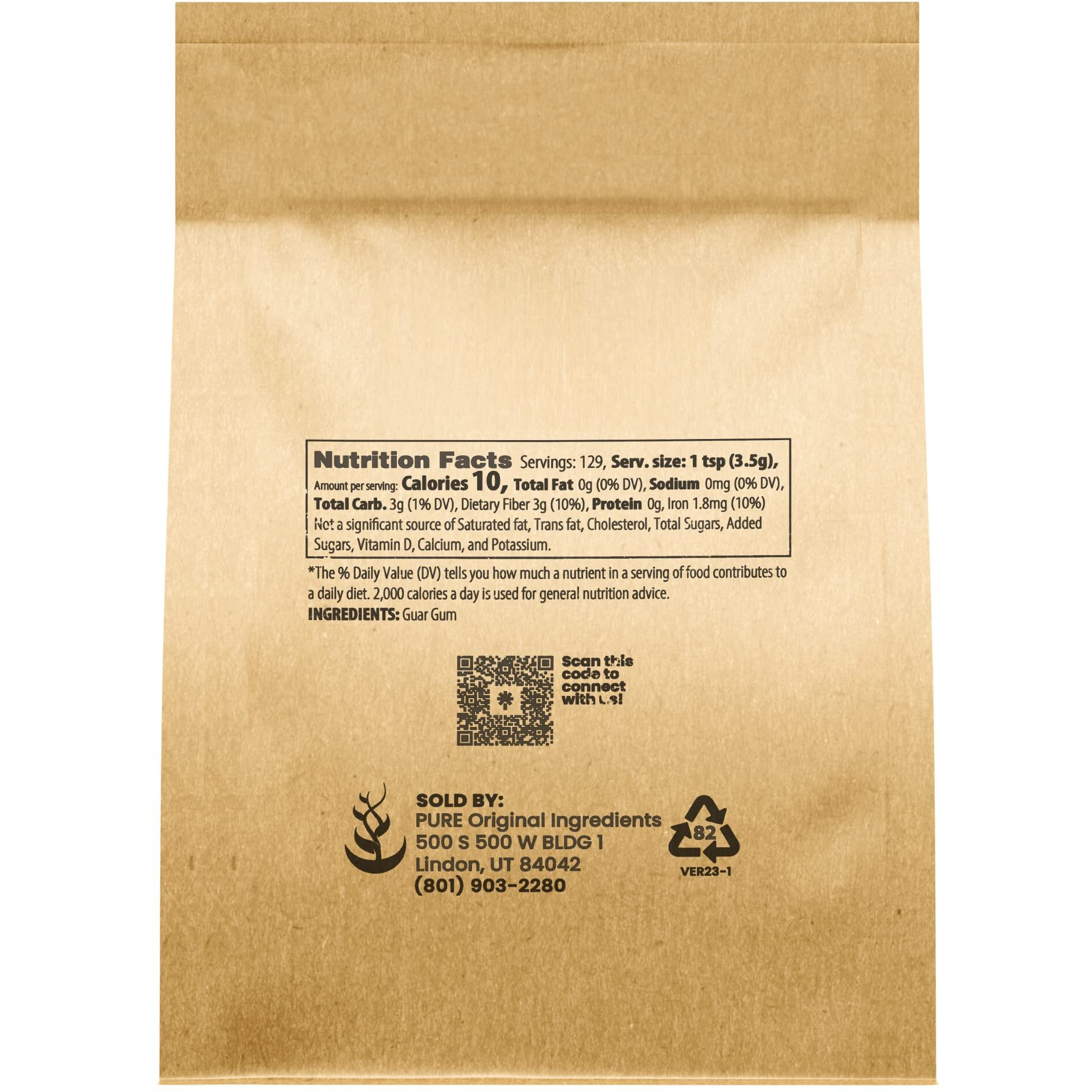 Pure Original Ingredients Guar Gum (1Lb) From Guar Beans, Food Grade, Gluten Free