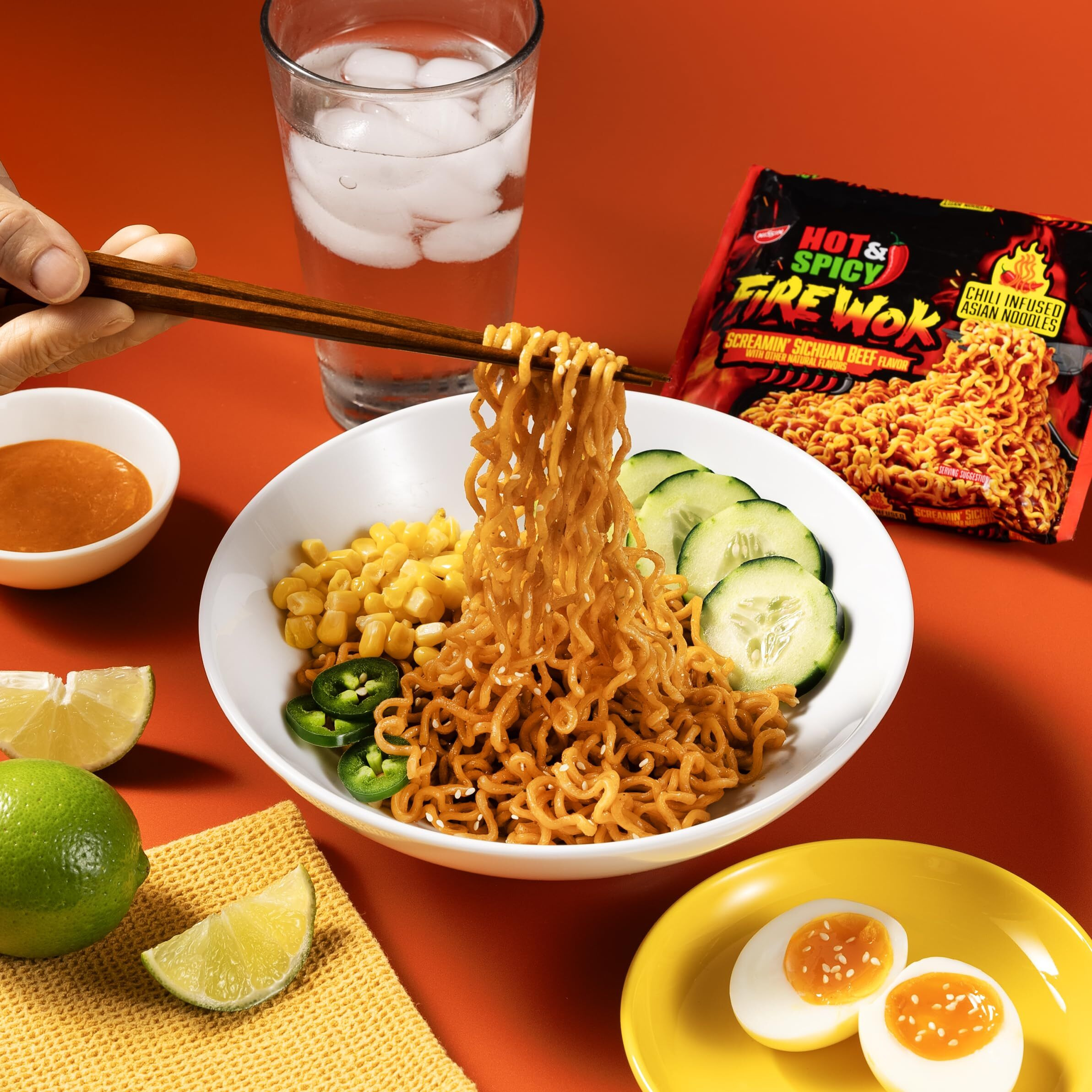 Nissin Fire Wok, Screamin Beef Flavor, Hot & Spicy Chile Infused Asian Noodles, Pack Of 12