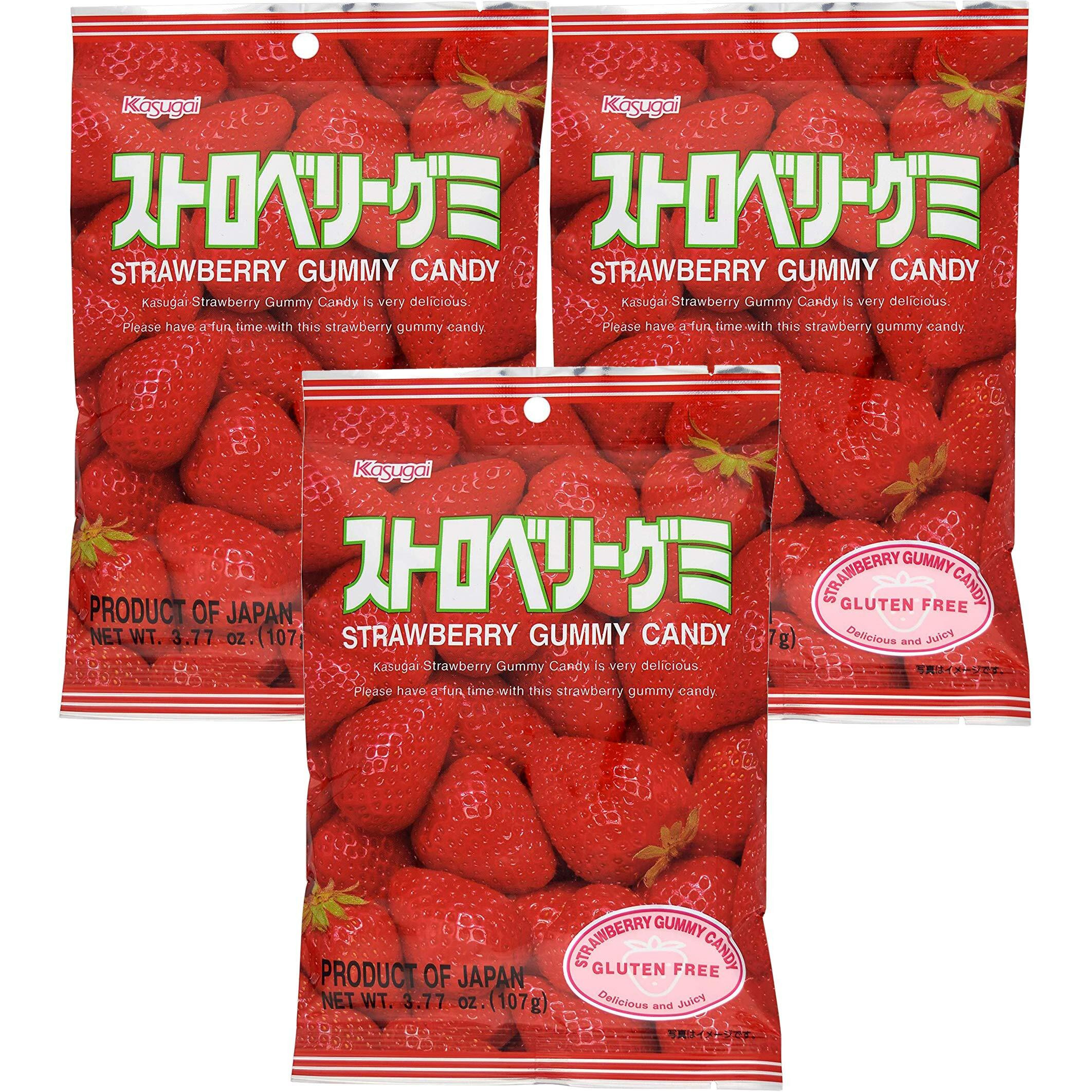 Kasugai Strawberry Gummy Candy 3.77Oz (3 Pack)
