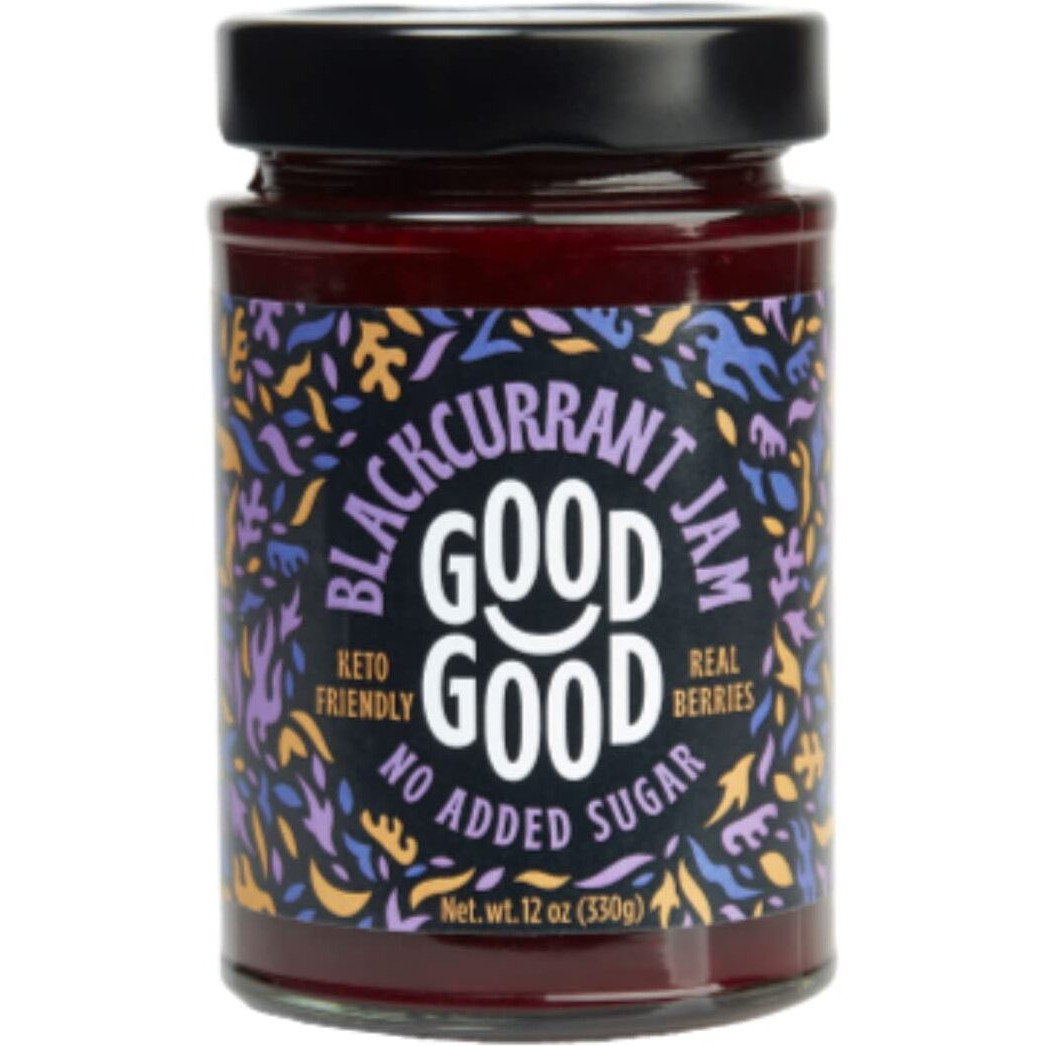 Good Good No Added Sugar Blackcurrant Jam - Keto Friendly Jelly - Low Carb, Low-Calorie And Vegan - Diabetic Friendly - 12Oz / 330G (Pack Of 1)