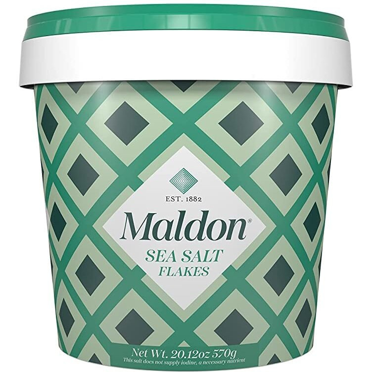 Maldon Salt, Sea Salt Flakes, 20.12 Oz (570 G), 6 Count, Resealable Tub, Kosher, Natural, Handcrafted, Gourmet, Pyramid Crystals