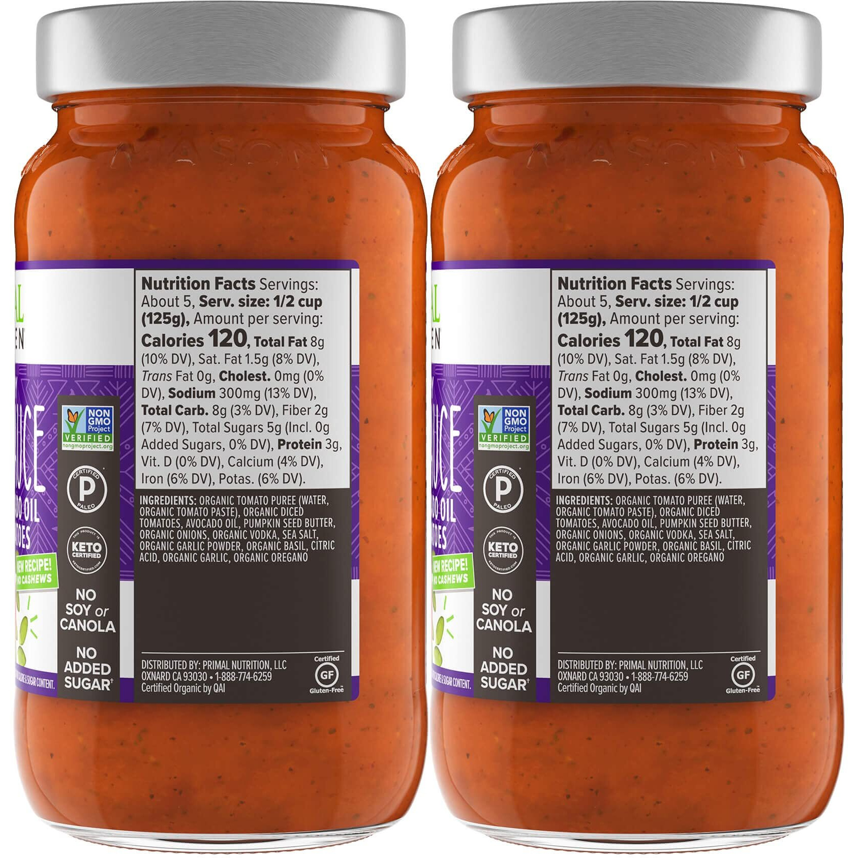 Primal Kitchen No Dairy Vodka Sauce 2-Pack, No Added Sugar, No Dairy