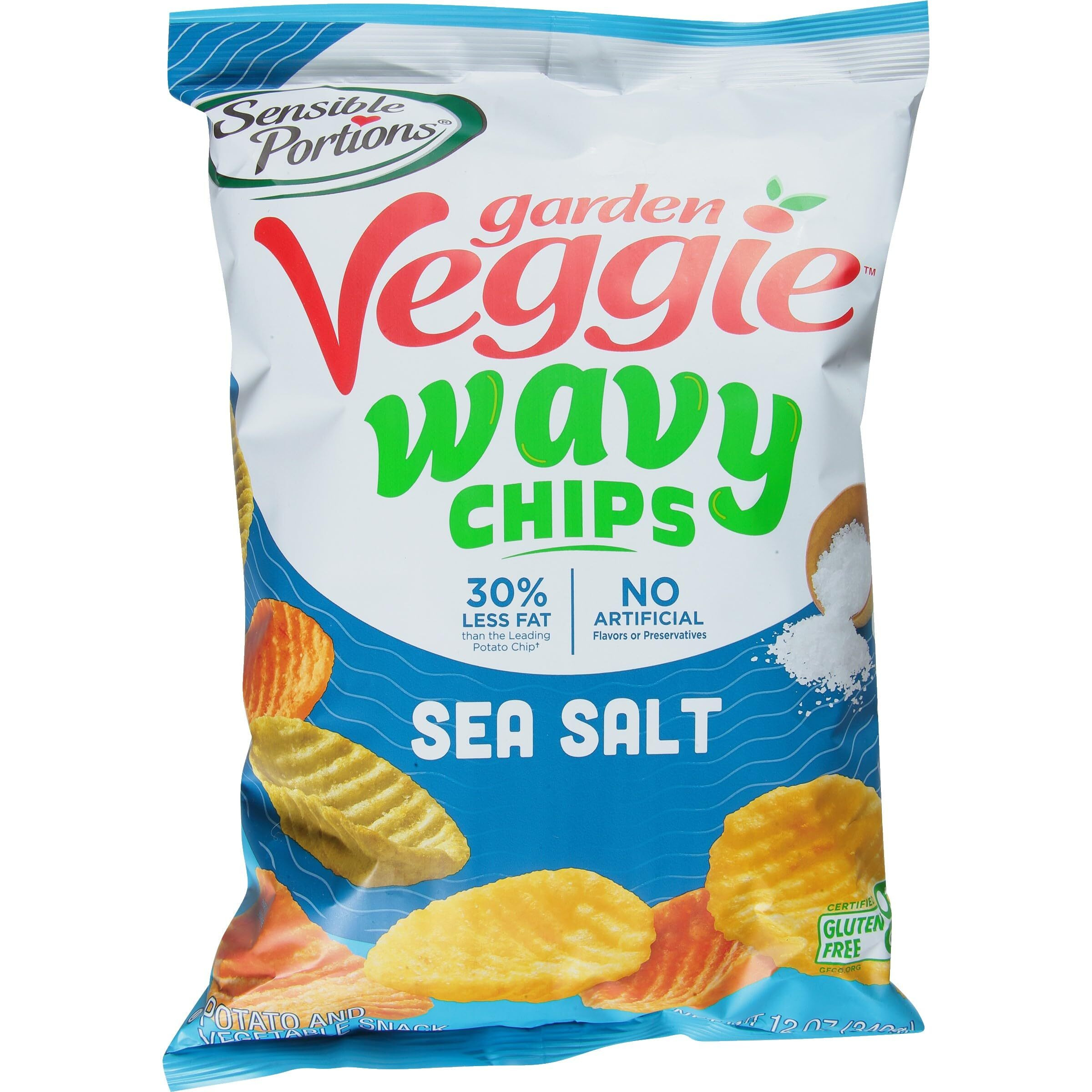 Sensible Portions Garden Veggie Sea Salt Wavy Chips, 12 Oz (Pack Of 8)