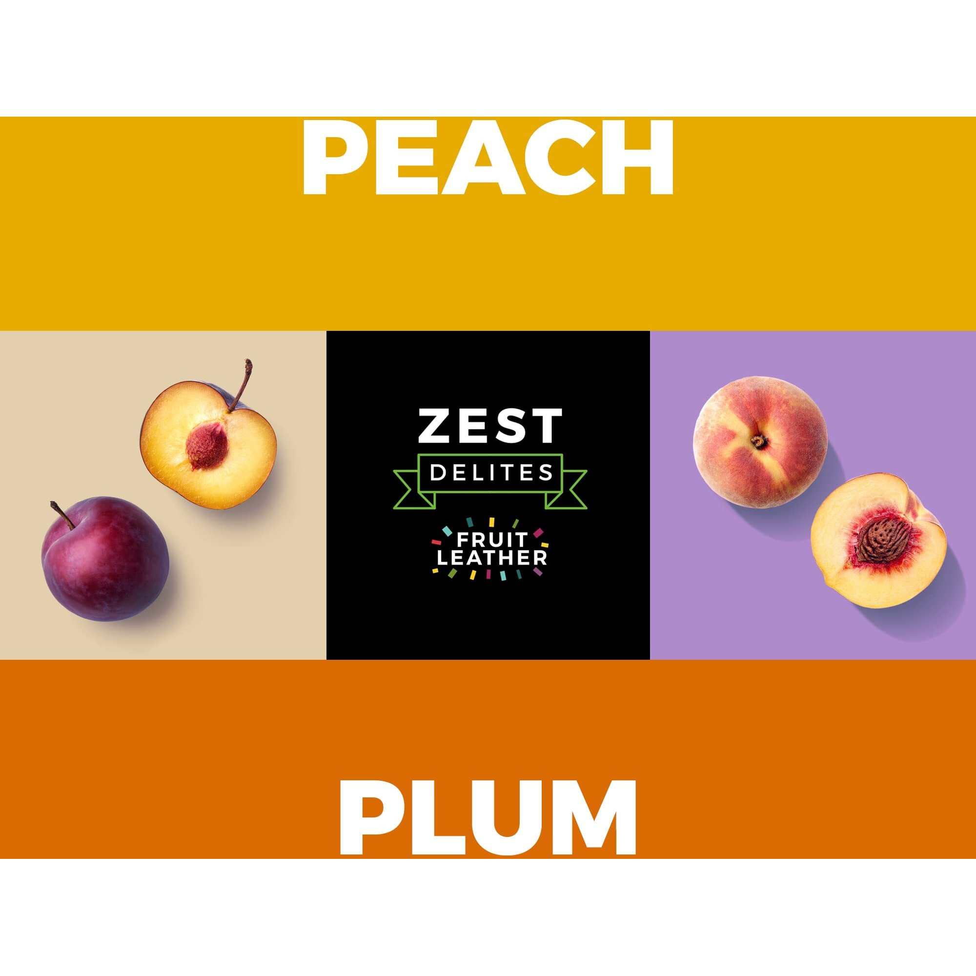 Fruit Snacks By Zest Delites, Fruit Leather, Healthy Snacks For Adults, Dried Fruit Bars, Gluten Free Fruit Strips, Vegan Healthy Snacks, Fruit Strips, Apple-Based, Peach, Plum, 0.88 Oz X 10