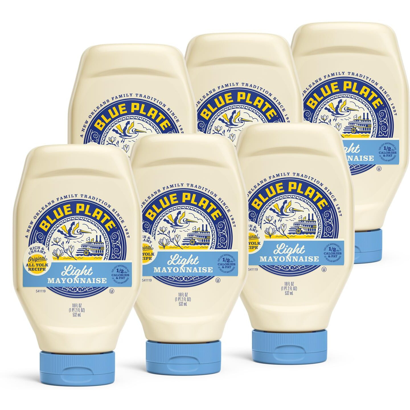 Blue Plate Light Mayonnaise, 18 Fl Oz Squeeze Bottle (Pack Of 6)