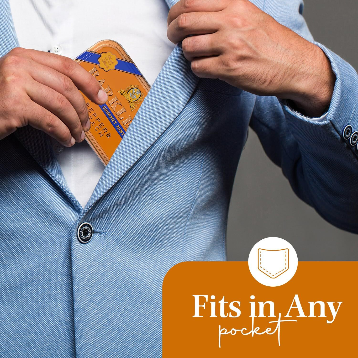 Barkleys Gourmet Pepper & Peach Mints, Breath Mints - Strong Pepper & Peach Flavor For Party, After Dinner, Wedding, Every Day Use-Vegan Mints In Reusable Classic Travel Tins-50-Count,6-Pack