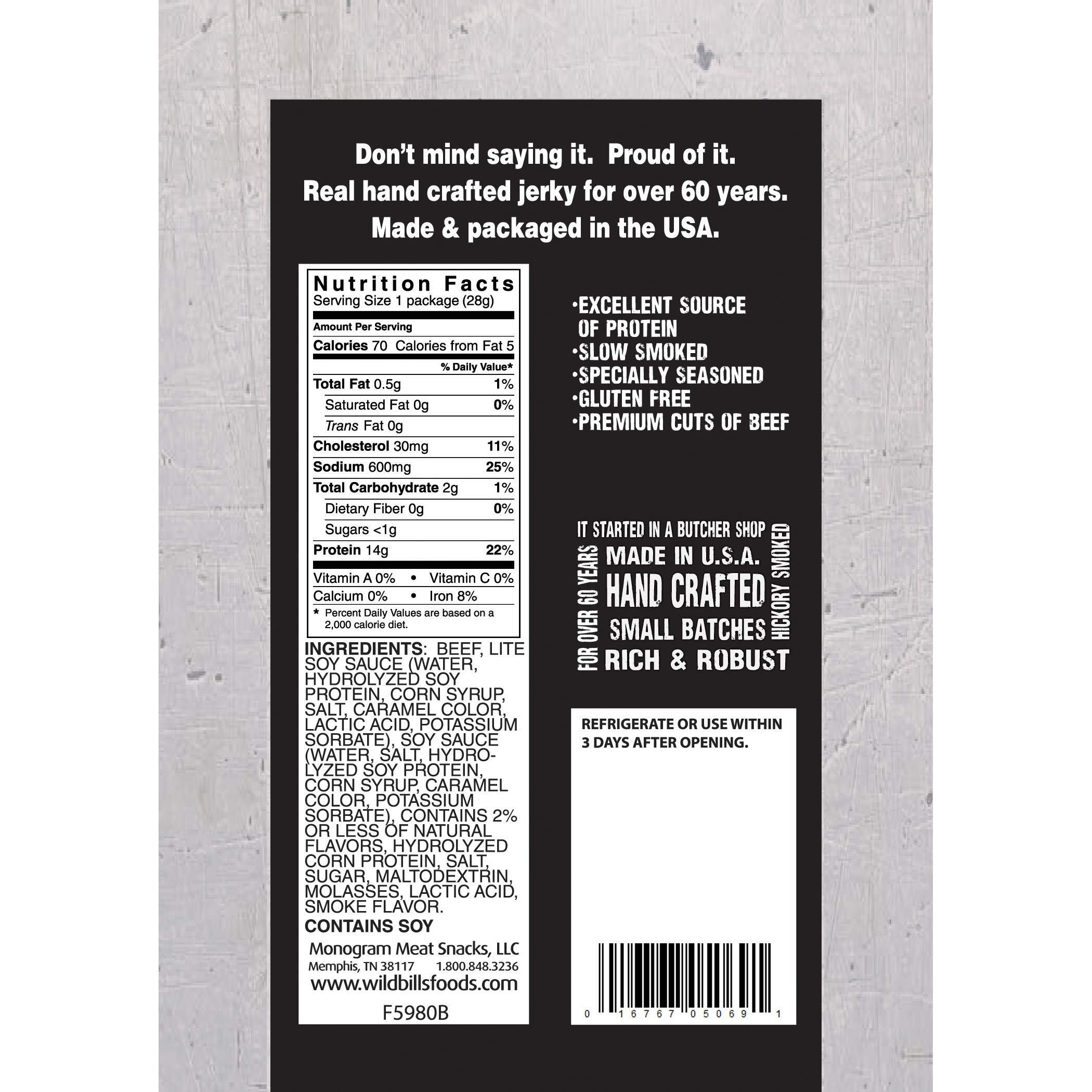 Wild Bills Hickory Smoked Beef Jerky 1 Ounce Packs (8 Count)