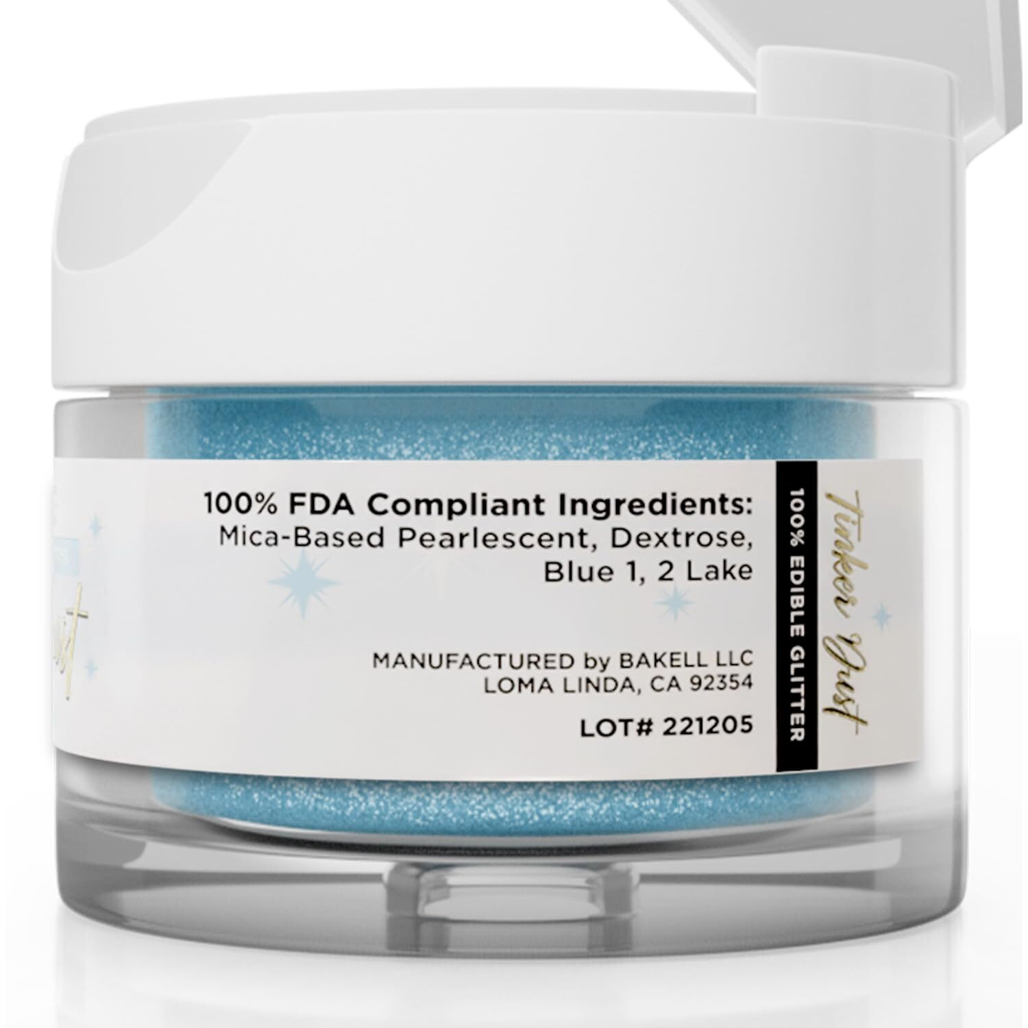 Bakell Tinker Dust - Soft Blue (5G 1X Jar) | Edible Glitter For Cakes, Cupcakes, Cake Pops, Drinks