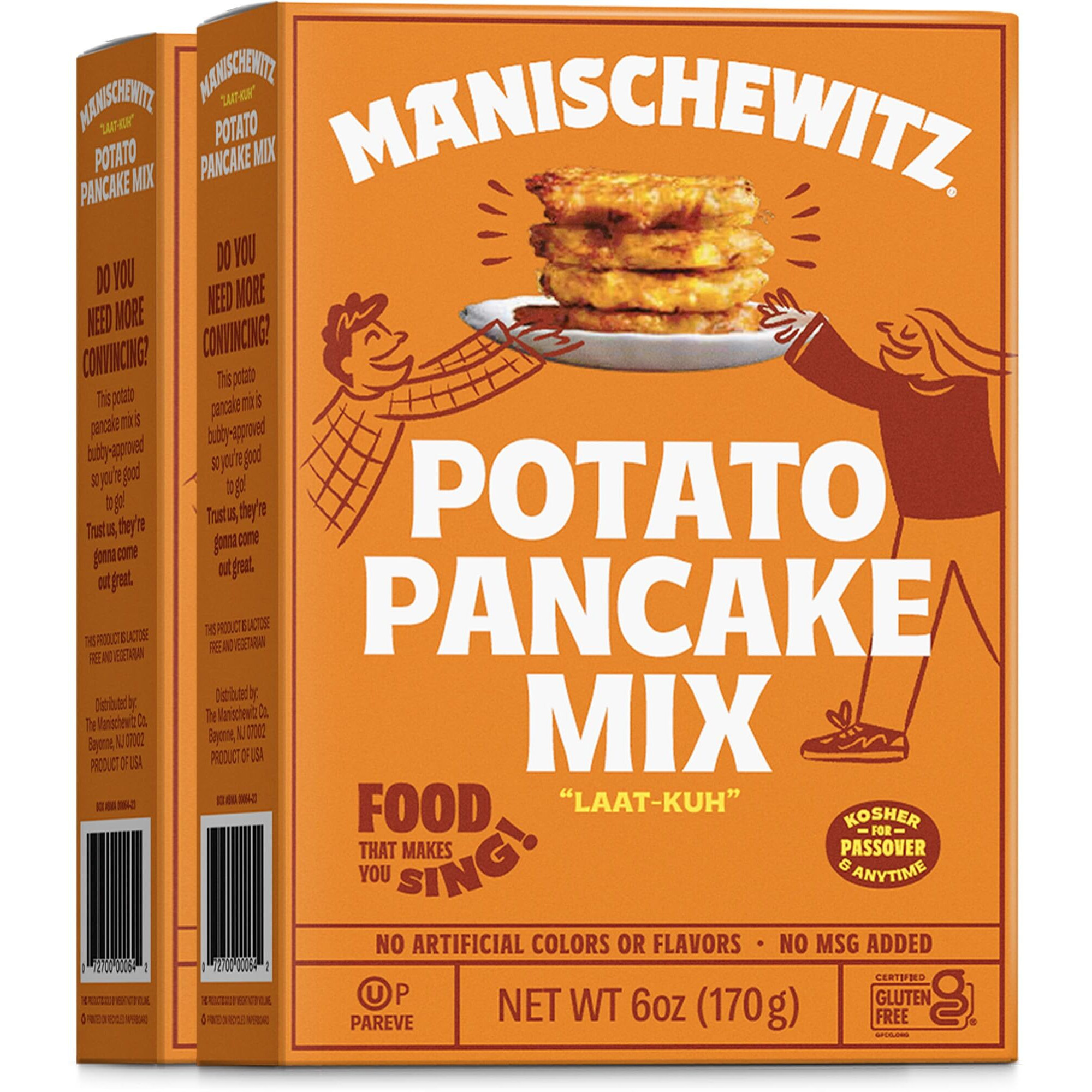 Manischewitz Potato Pancake Mix 6Oz (2 Pack) Gluten Free, No Msg, Traditional Style