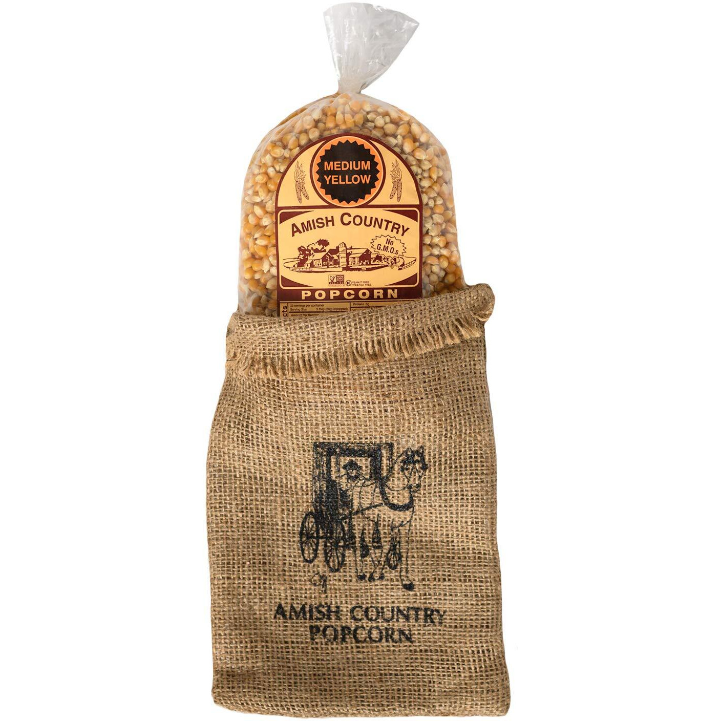 Amish Country Popcorn | 2 Lb Burlap Bag | Medium Yellow Popcorn Kernels | Old Fashioned, Non-Gmo And Gluten Free (Medium Yellow - 2 Lb Burlap)